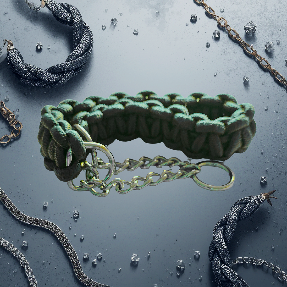 Emerald Elegance Martingale Dog Collar