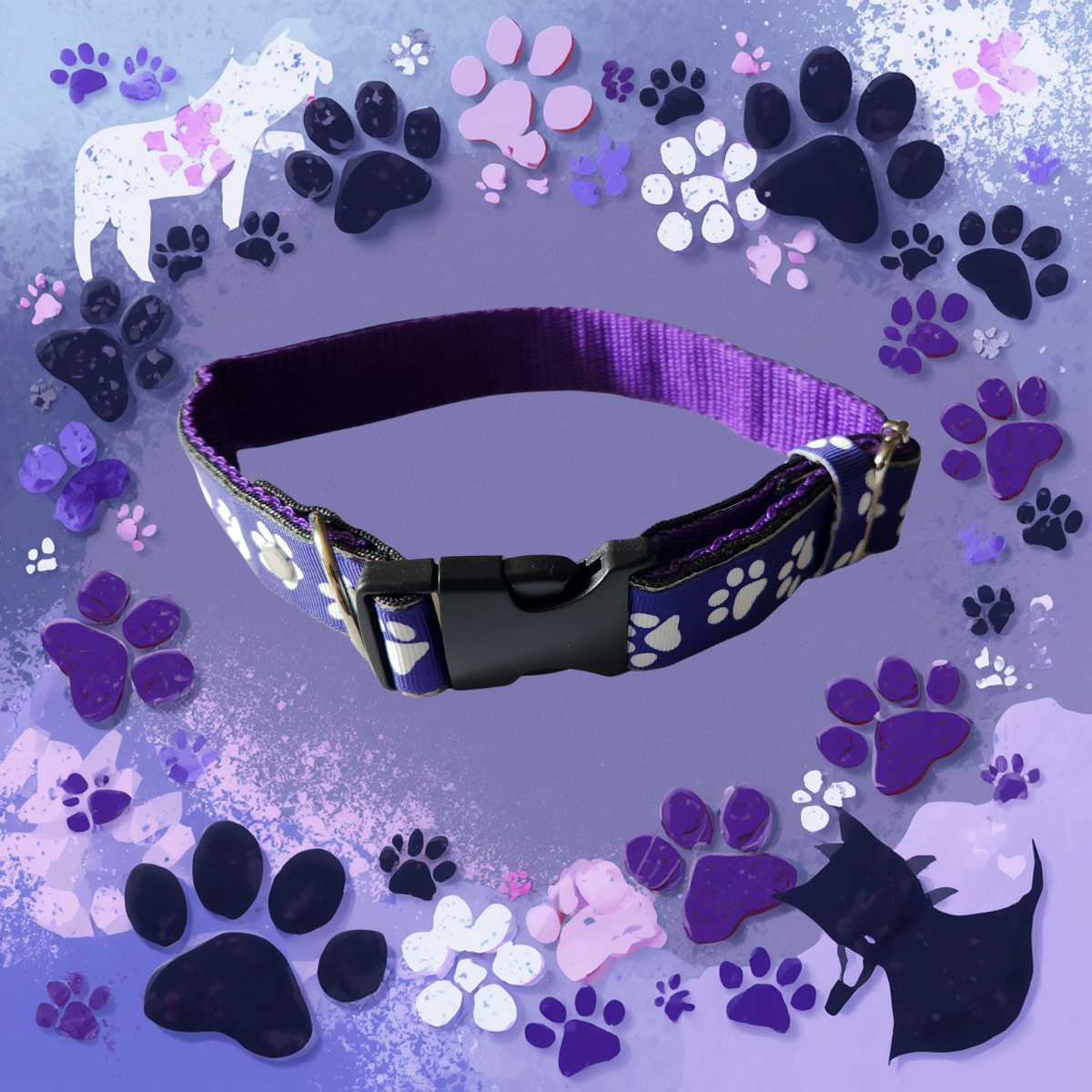 Purple Paws Delight Adjustable Dog Collar