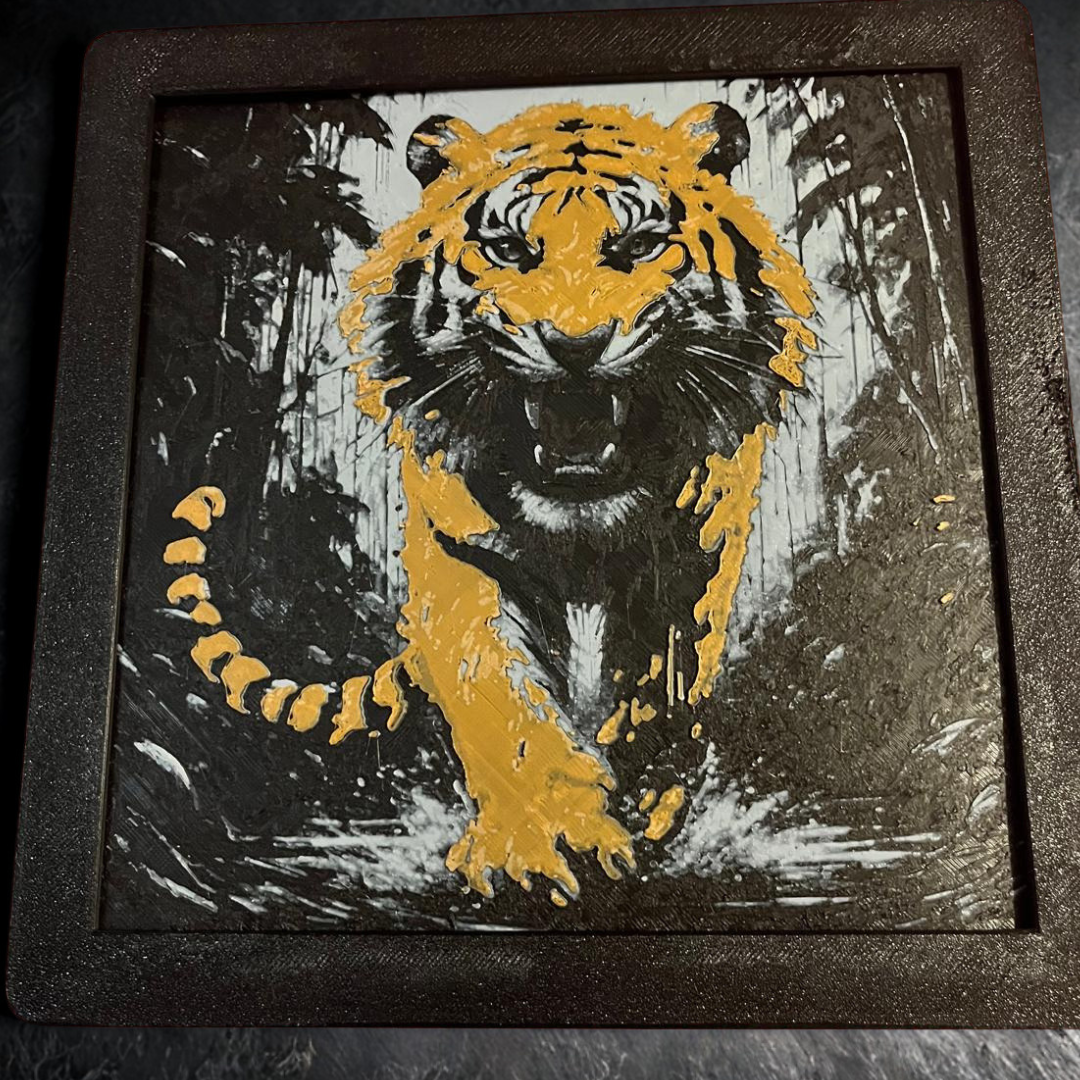 Tiger HueForge 3D Art 10" x 10"