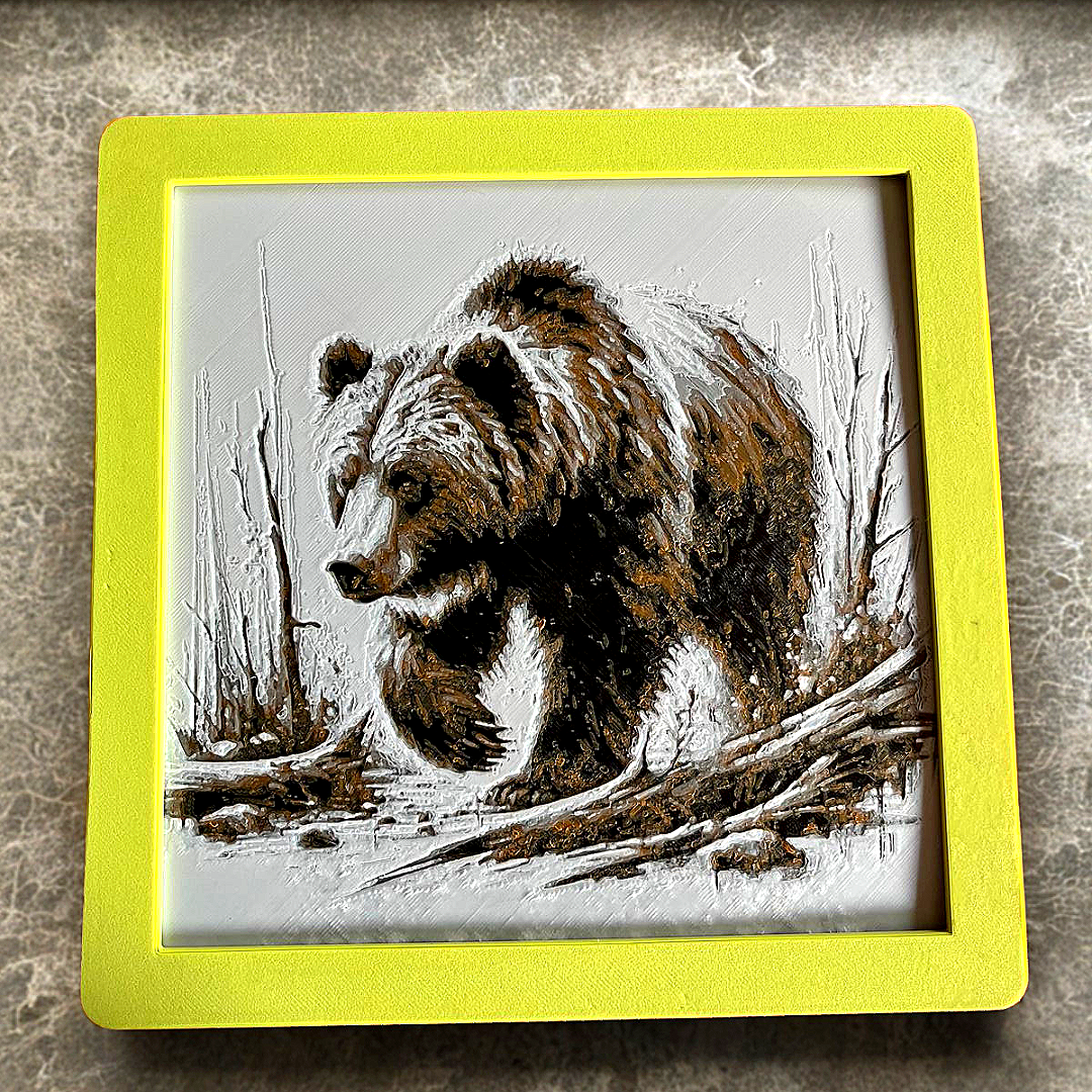 HueForge Wild Brown Bear 3D Art