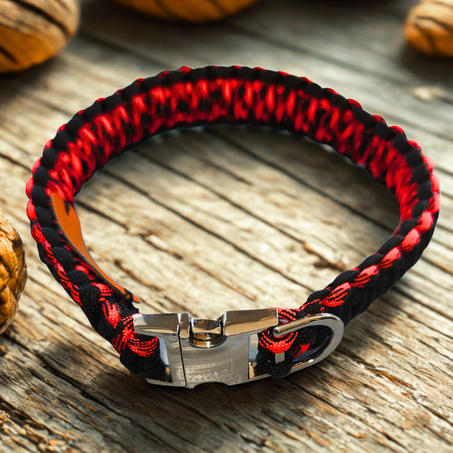 Black & Red Paracord Dog Collar