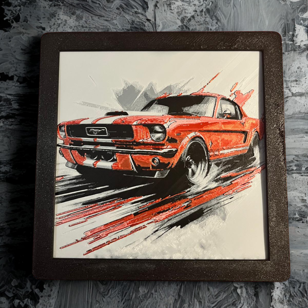 Classic Red Mustang 3D Art