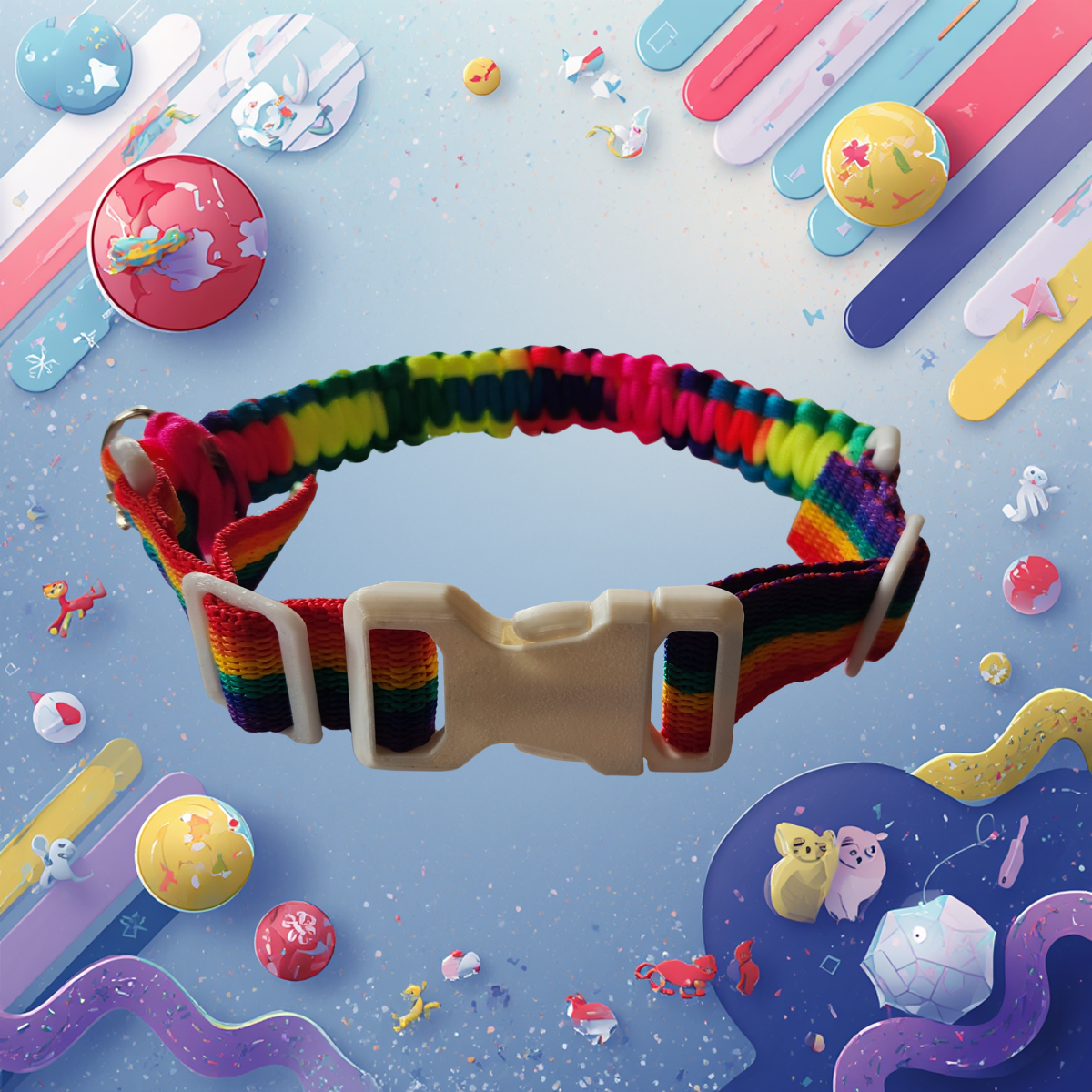 Rainbow Reflective Dog Collar