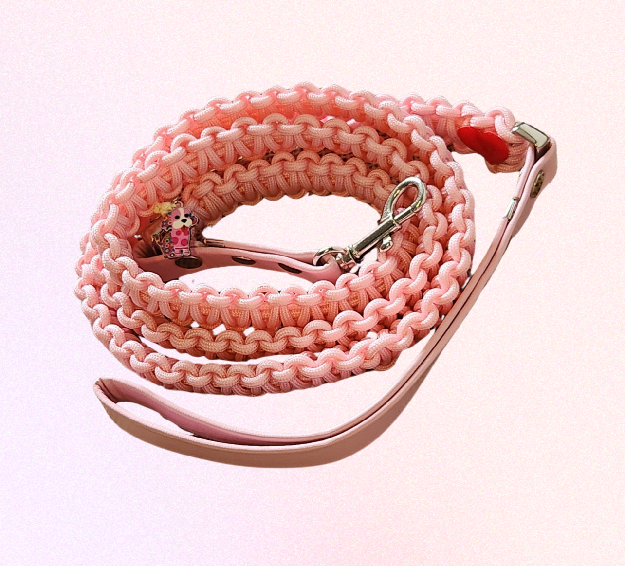 Chic Pink Paracord Dog Lead with Charm