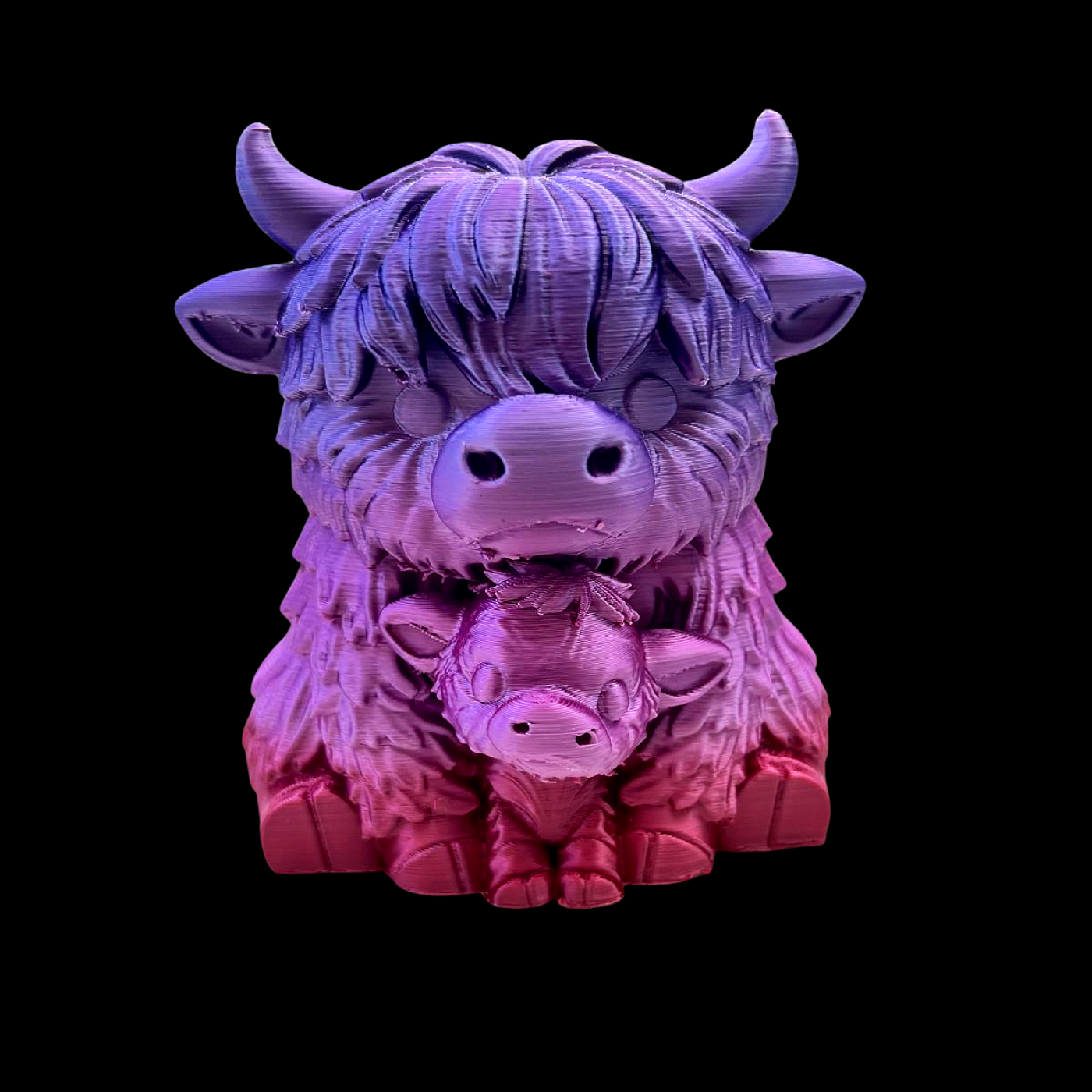 Charming Highland Cow Duo 3D Figurine
