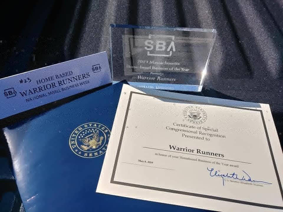 Certificate and Small Business Association award for Warrior Runners