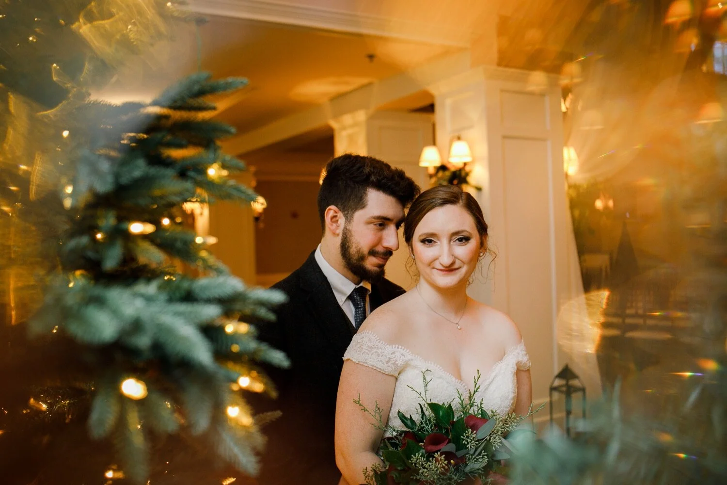 36_Bride and groom at Christmas wedding at Pinehills Golf Club in Plymouth, MA.jpg