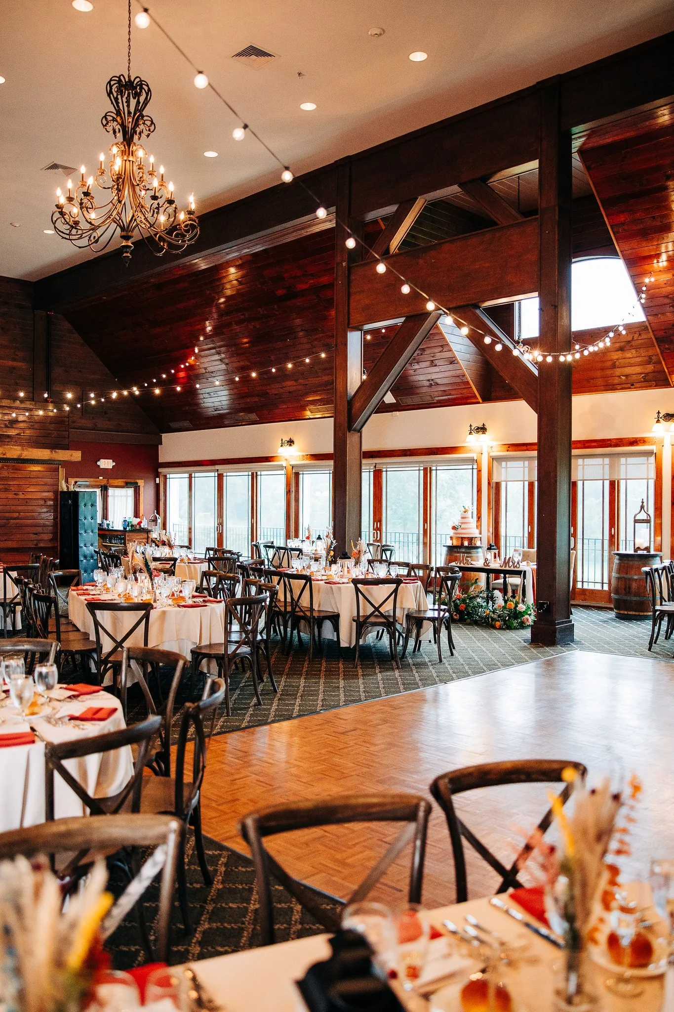 Wedding reception indoors at Hollow Brook Country Club