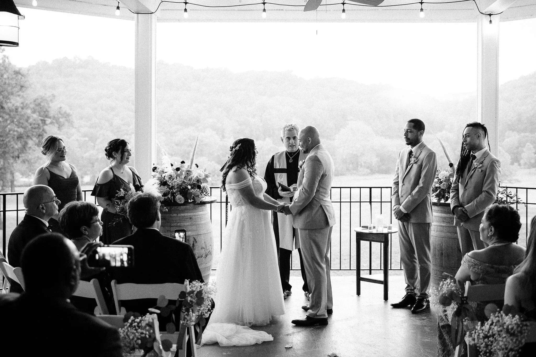 Hollow Brook Golf Club wedding ceremony under covered porch