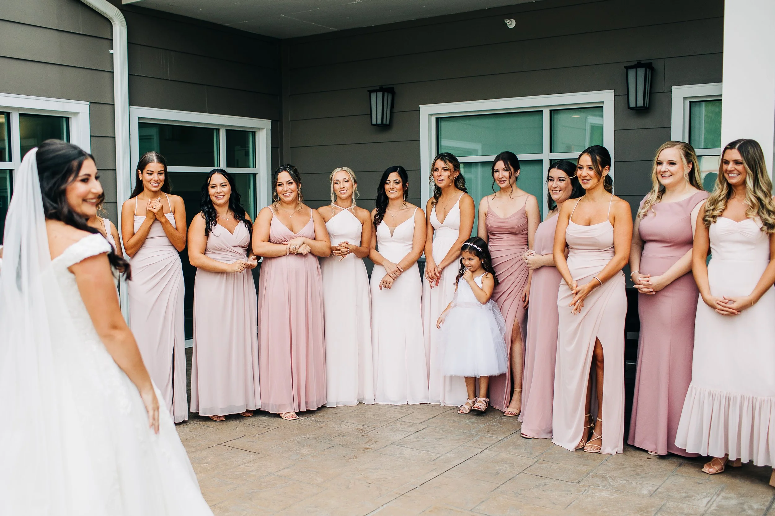 Bridal party reveal on wedding day