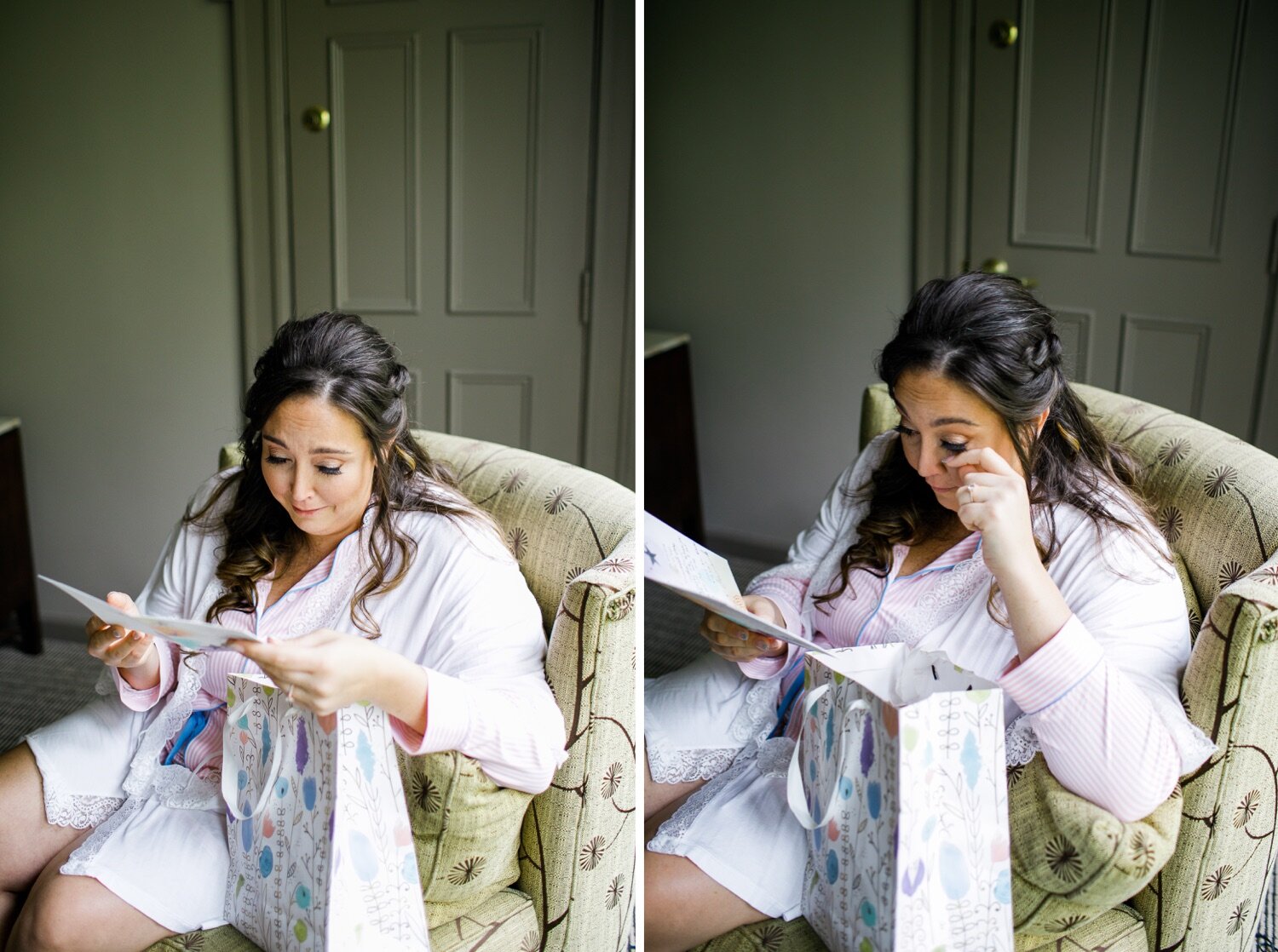 10_Bride opening gift at Whitby Castle wedding in Rye NY.jpg
