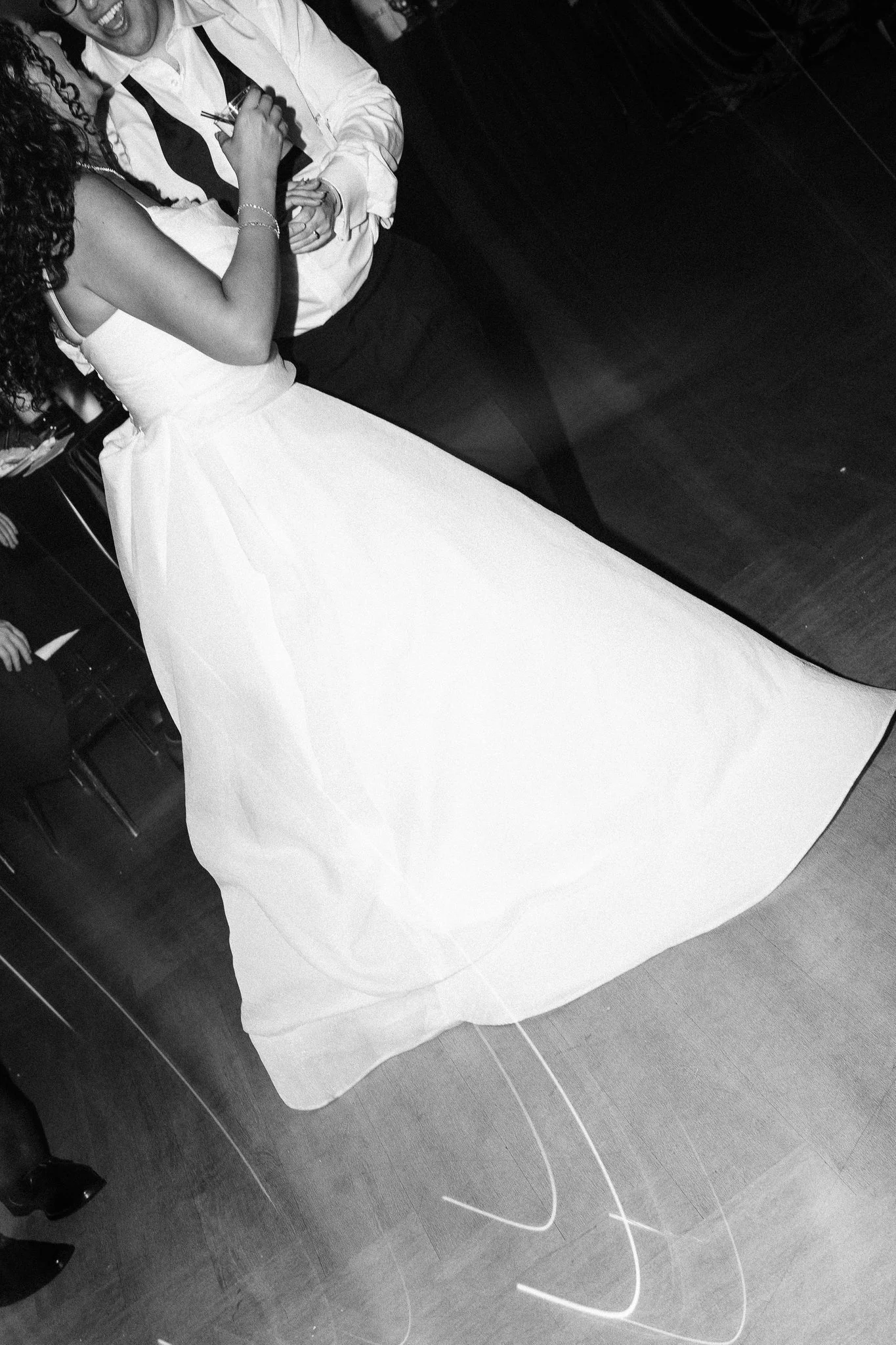 Upstate NY wedding dance floor black and white photo