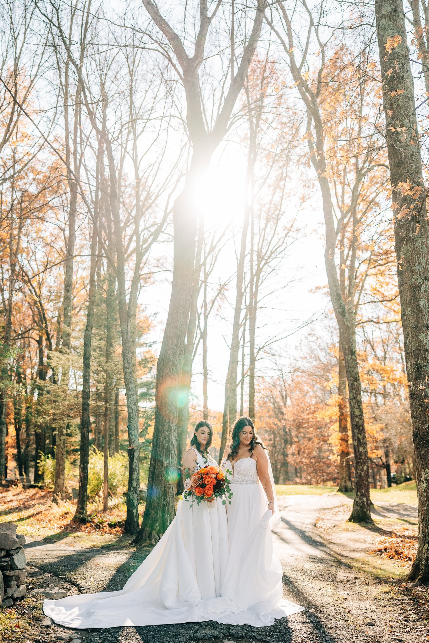 Wedding couple posing at Winding Hills venue in Upstate NY