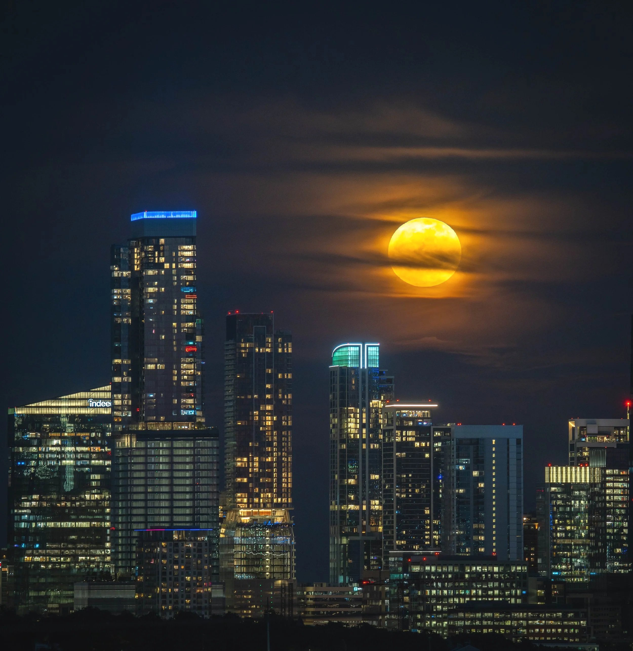 Full moon with clouds, Austin, May 2025
