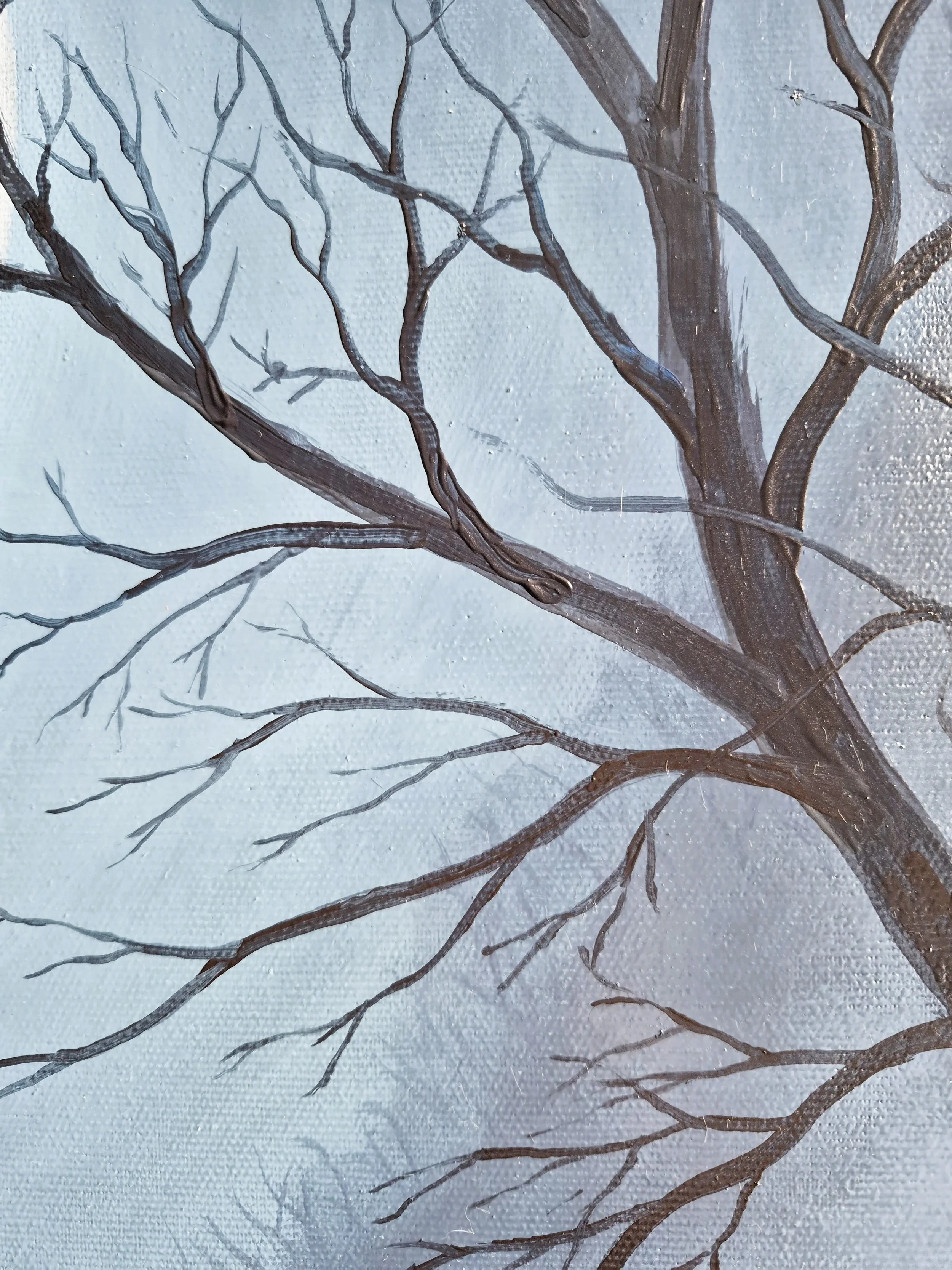 Close-up detail of the oil painting "Lilien der Nacht" by Alek Groß, showing professional brushwork and texture.