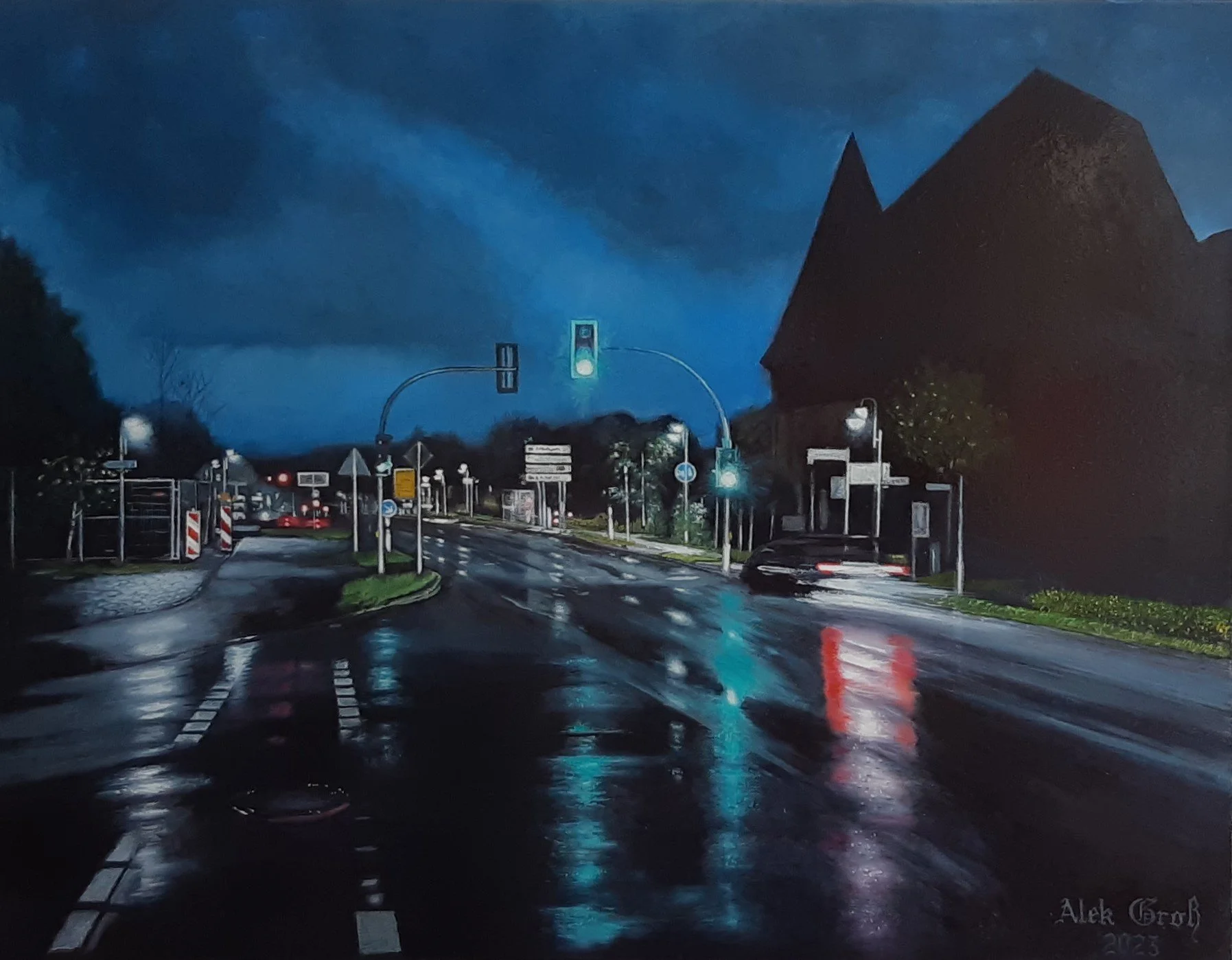 Beyond the blue hour lies a signal to move forward. 🟢 "Grünes Licht" (70x90 cm) is a tribute to the moment when your ambition meets a clear path. When you know where you’re going, the city gives you the green light.