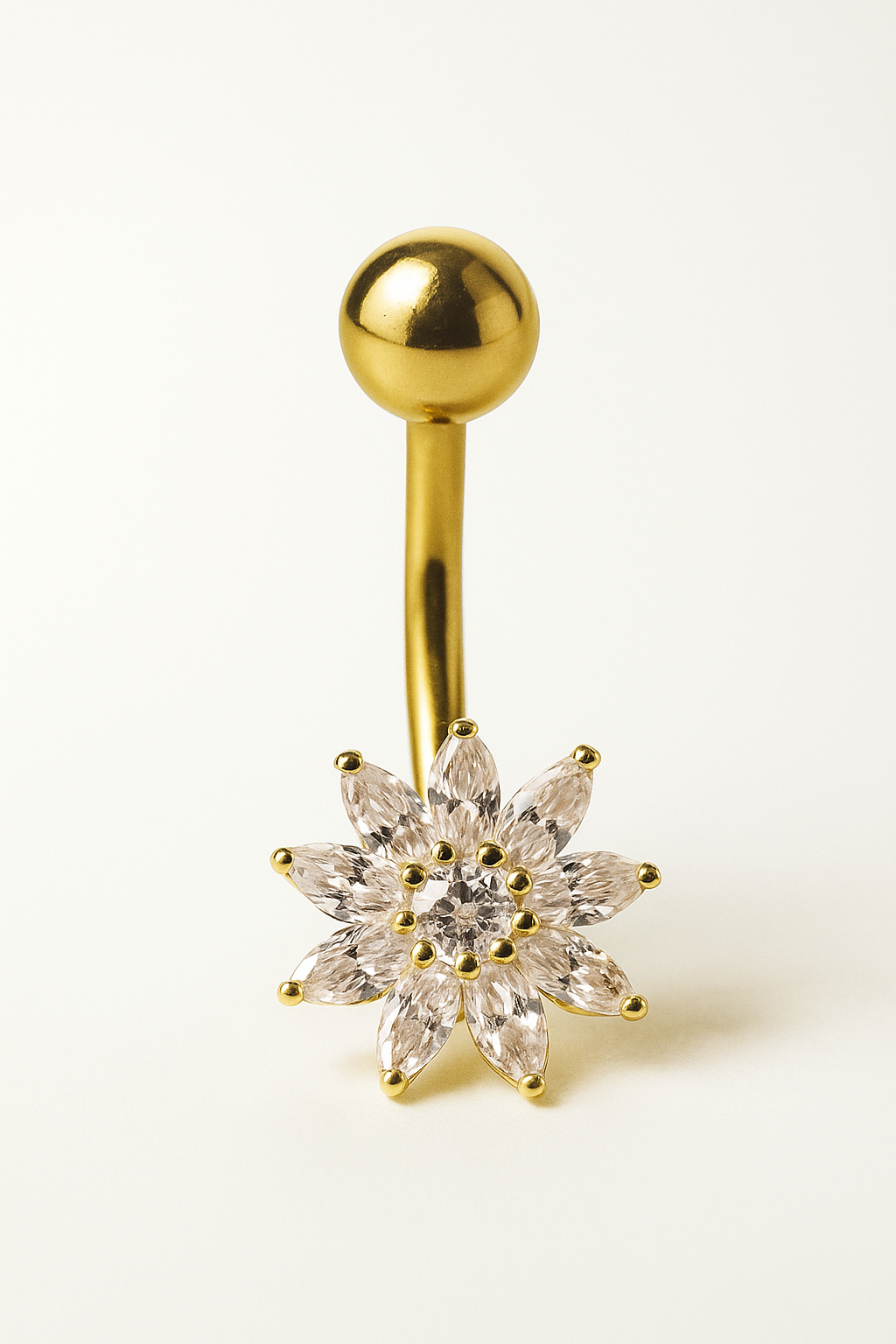 Kristallblume 18K Gold Bauchnabelstecker