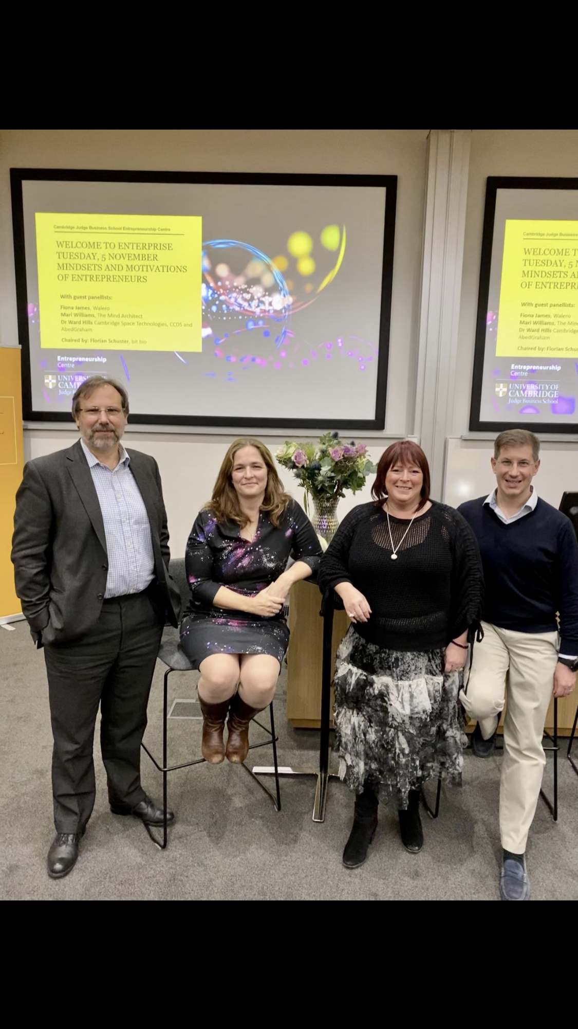 Mari Williams on Enterprise Tuesday entrepreneur panel, at Cambridge University Judge Business School