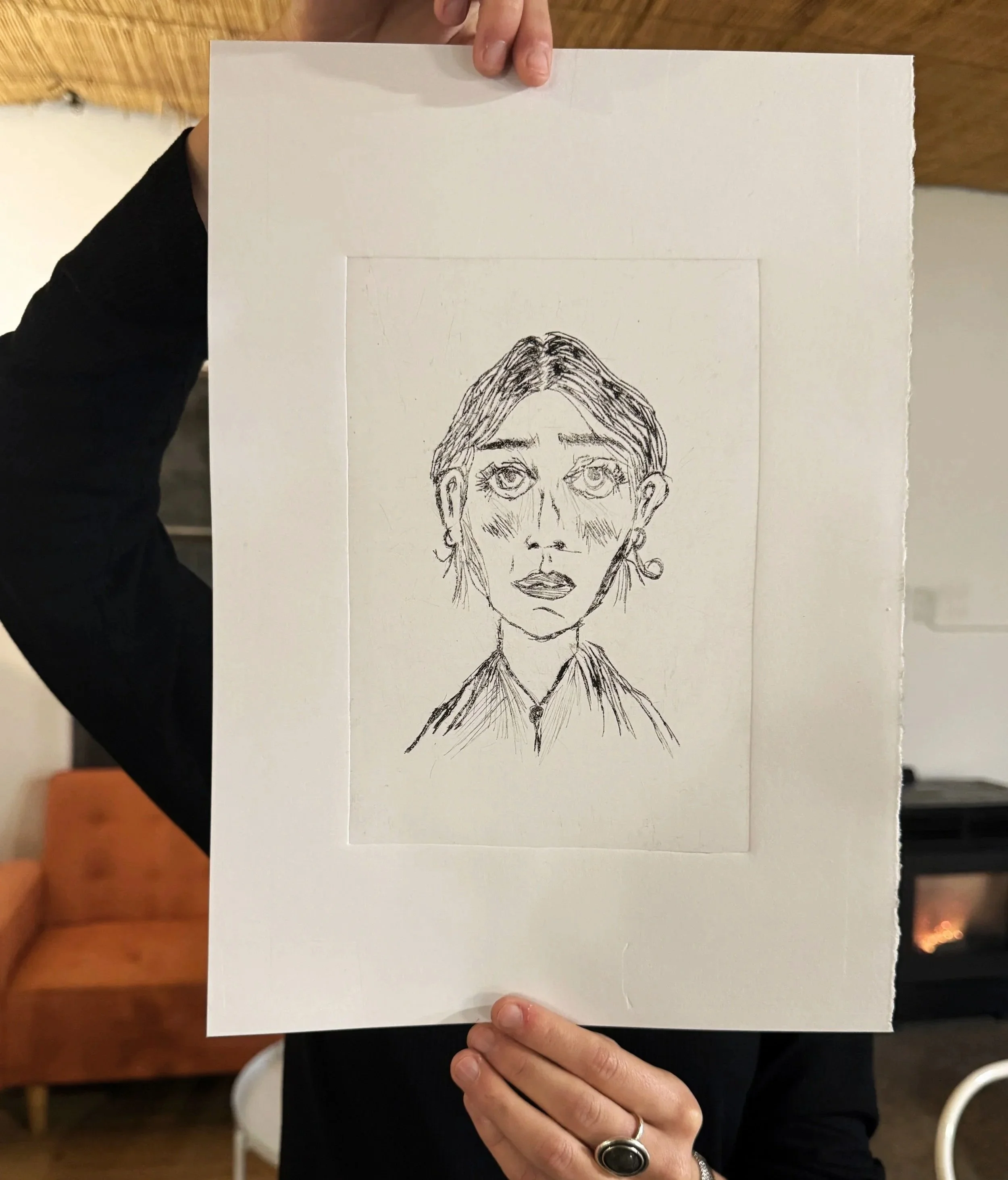 Autorretrato en punta seca. Agostina Bottaiolli (2025)