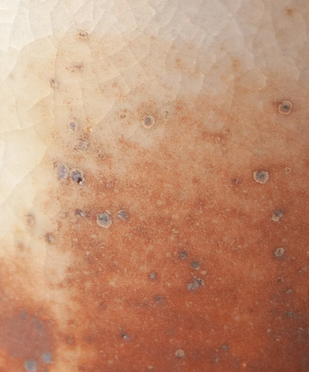 Gas-fired shino glaze, detail