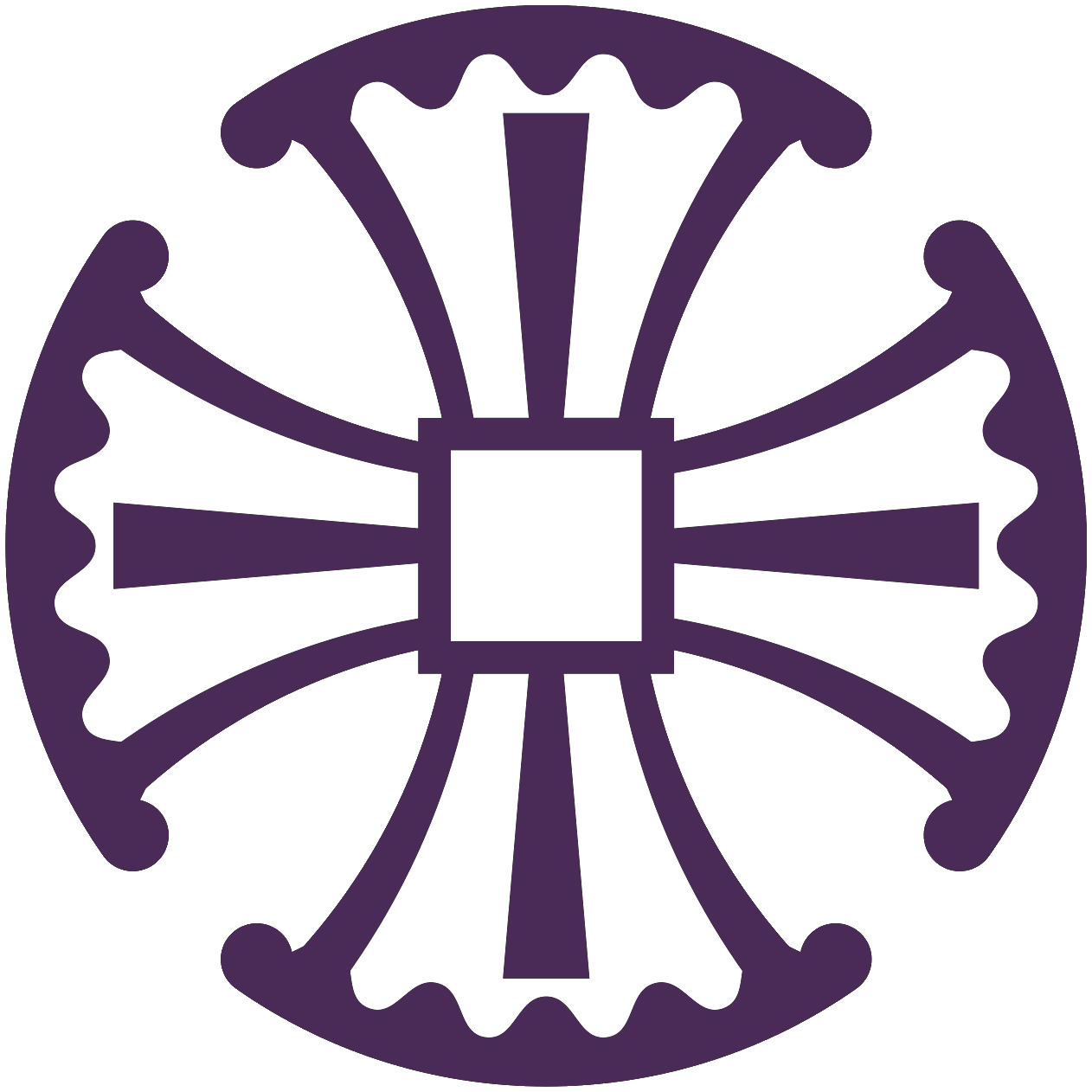 A purple graphic of a Canterbury Cross