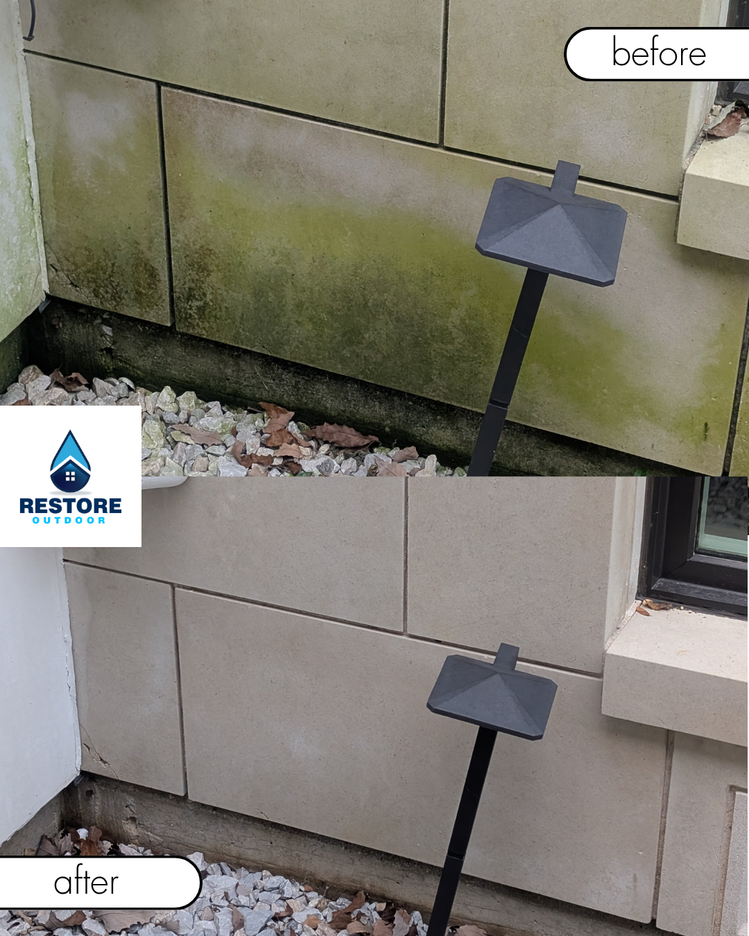 Exterior Tile Wall Algae removal