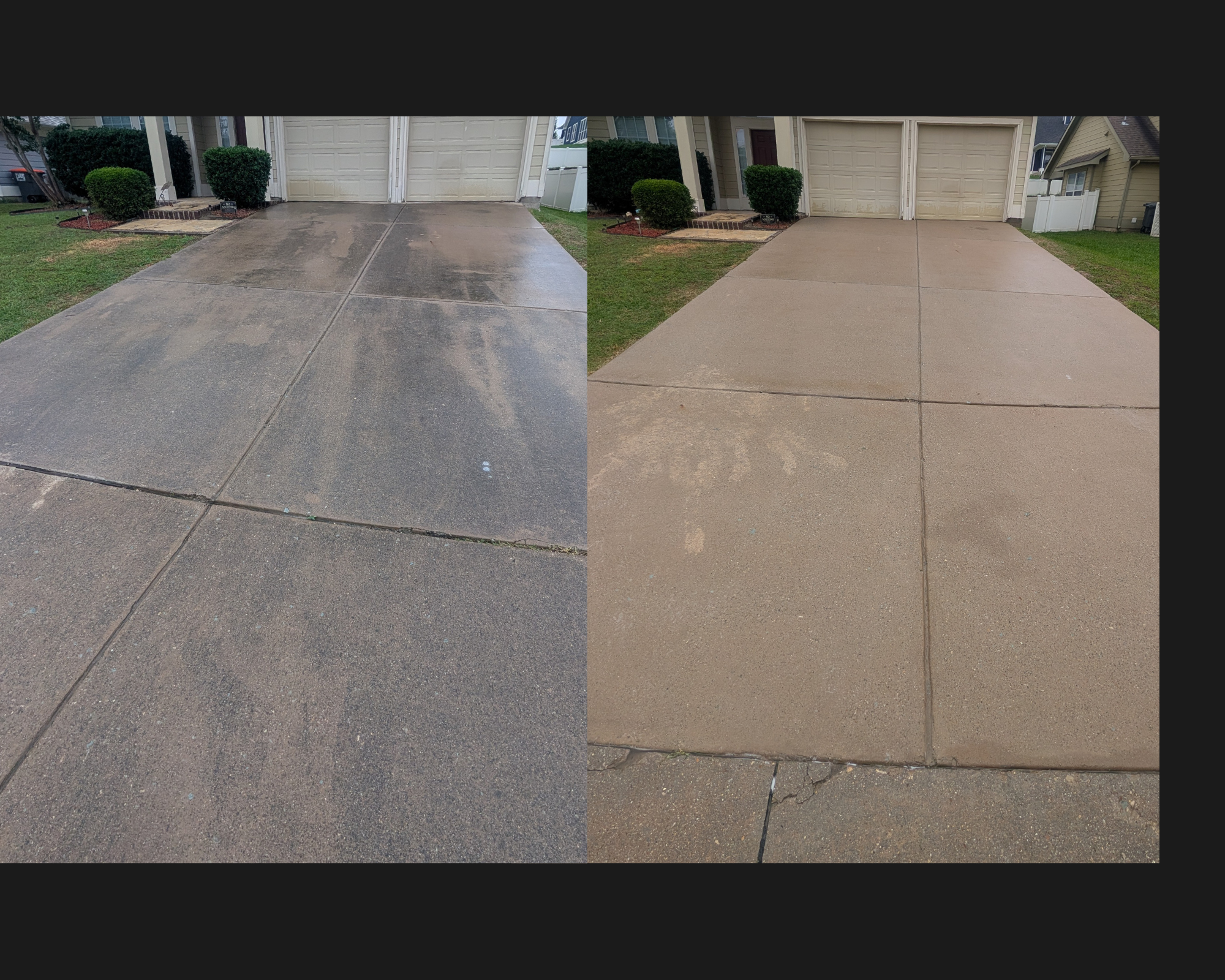 Driveway soft wash followed by surface cleaning for home owner in Anna
