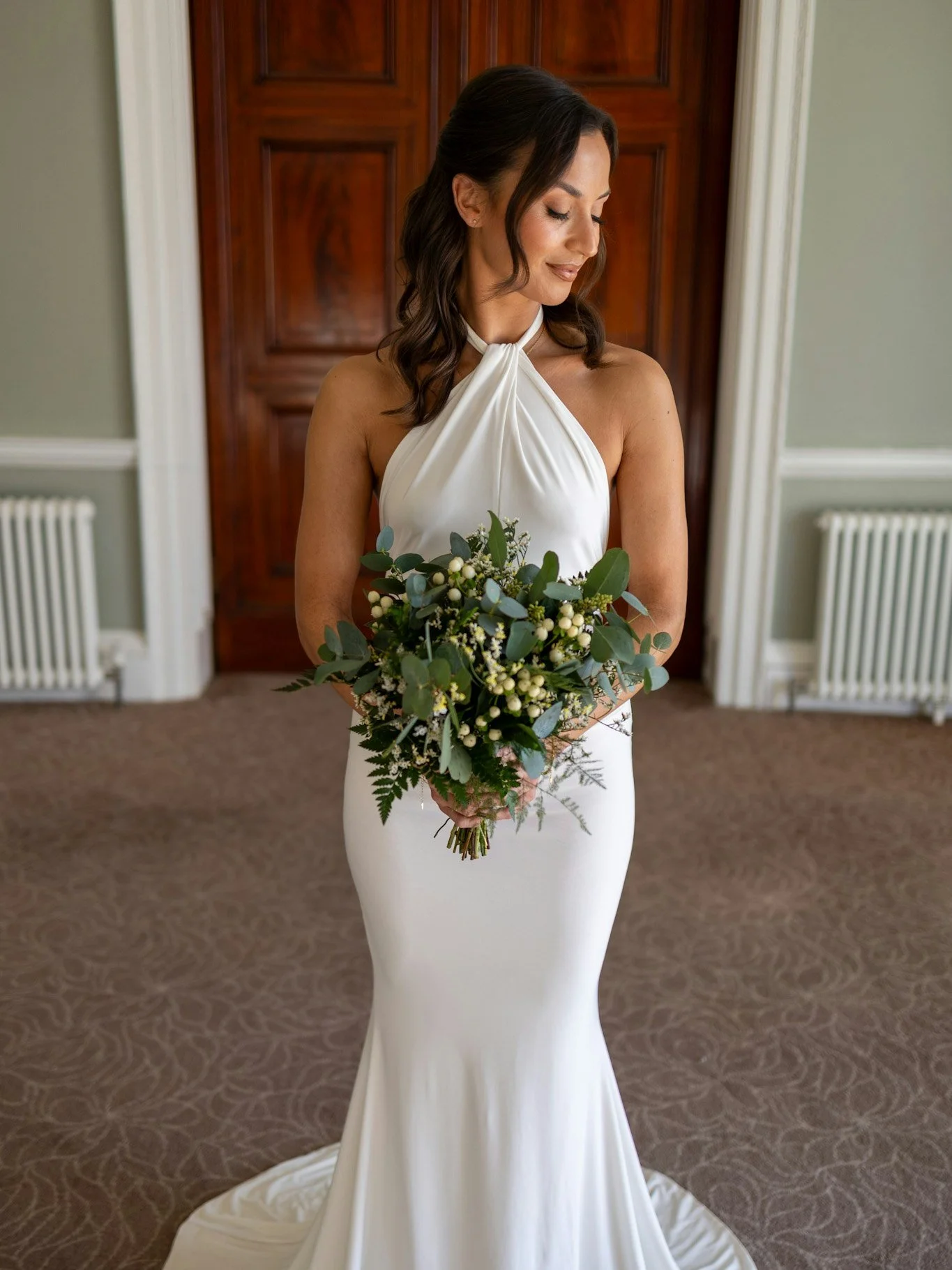 Foliage only bridal bouquets 🌿.

Soft movement, layered greens, and quiet confidence with just the softest hint of a colour from creamy white hypericum berries and delicate limonium. 

Proof that elegance doesn&rsquo;t always need florals to make a 