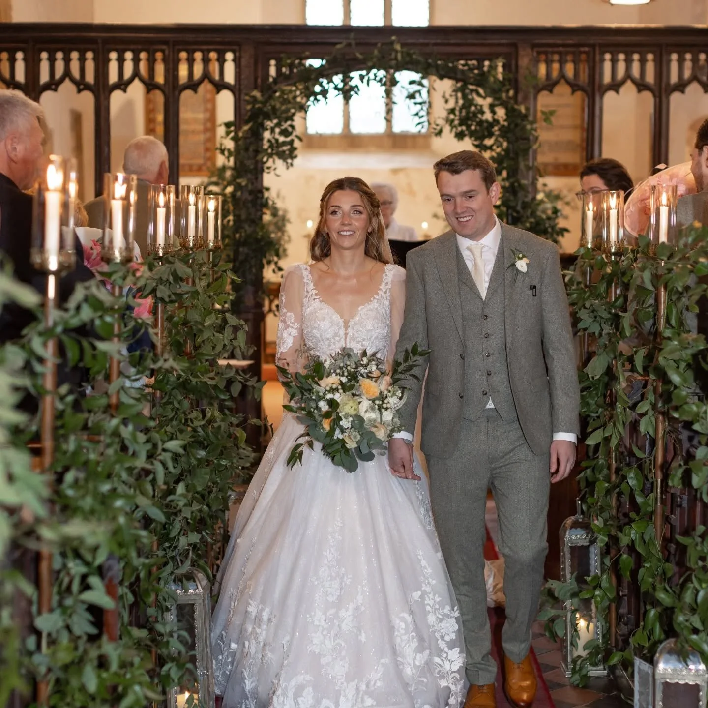 A church, softened with foliage and lit by candlelight ✨️.

There&rsquo;s something so special about transforming a traditional space with layers of natural greenery and the warm glow of candles. By the time guests take their seats, the whole room fe