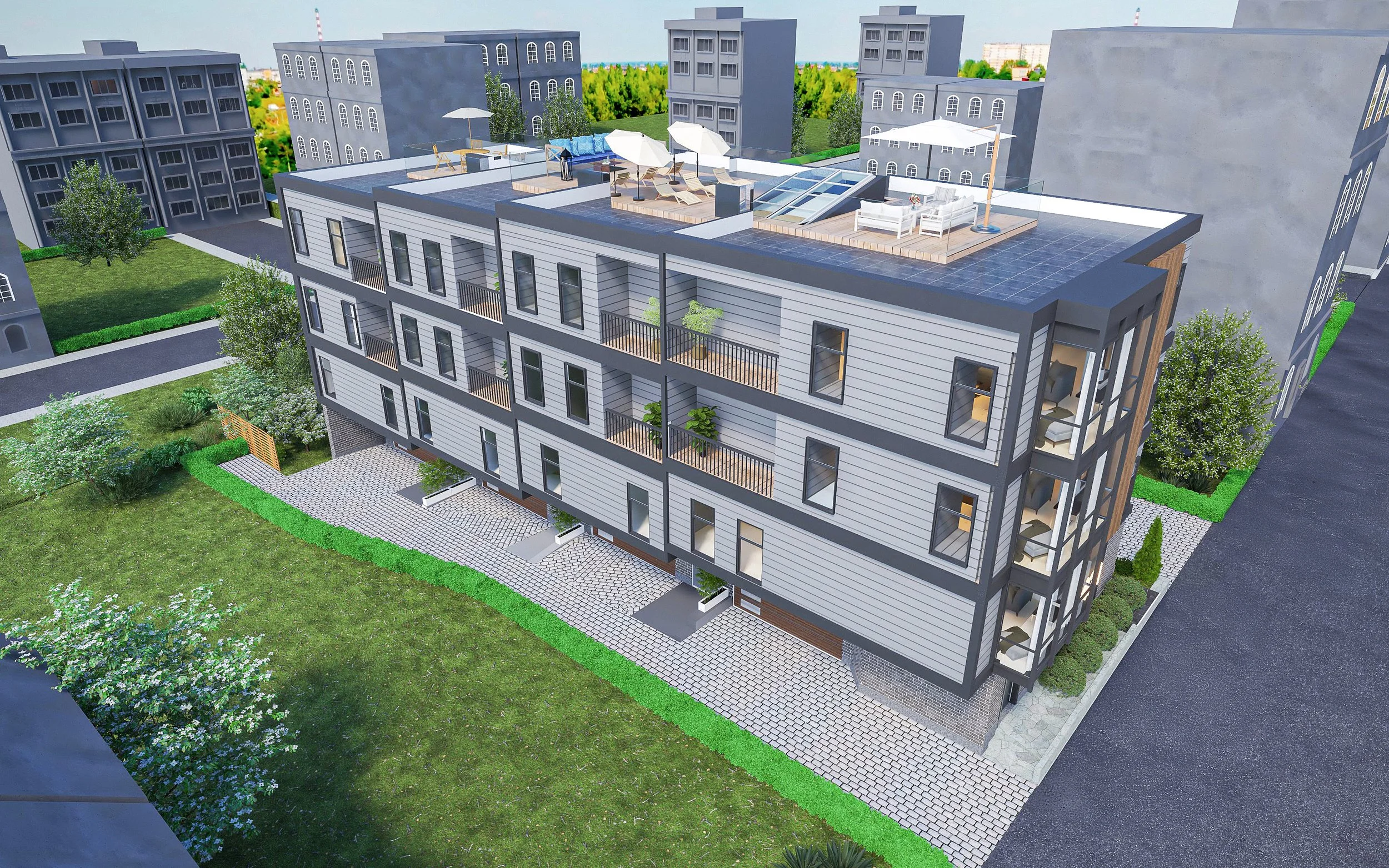 Rendering of luxury townhouse development in South Boston, investor-led by Kirsten McEleney.