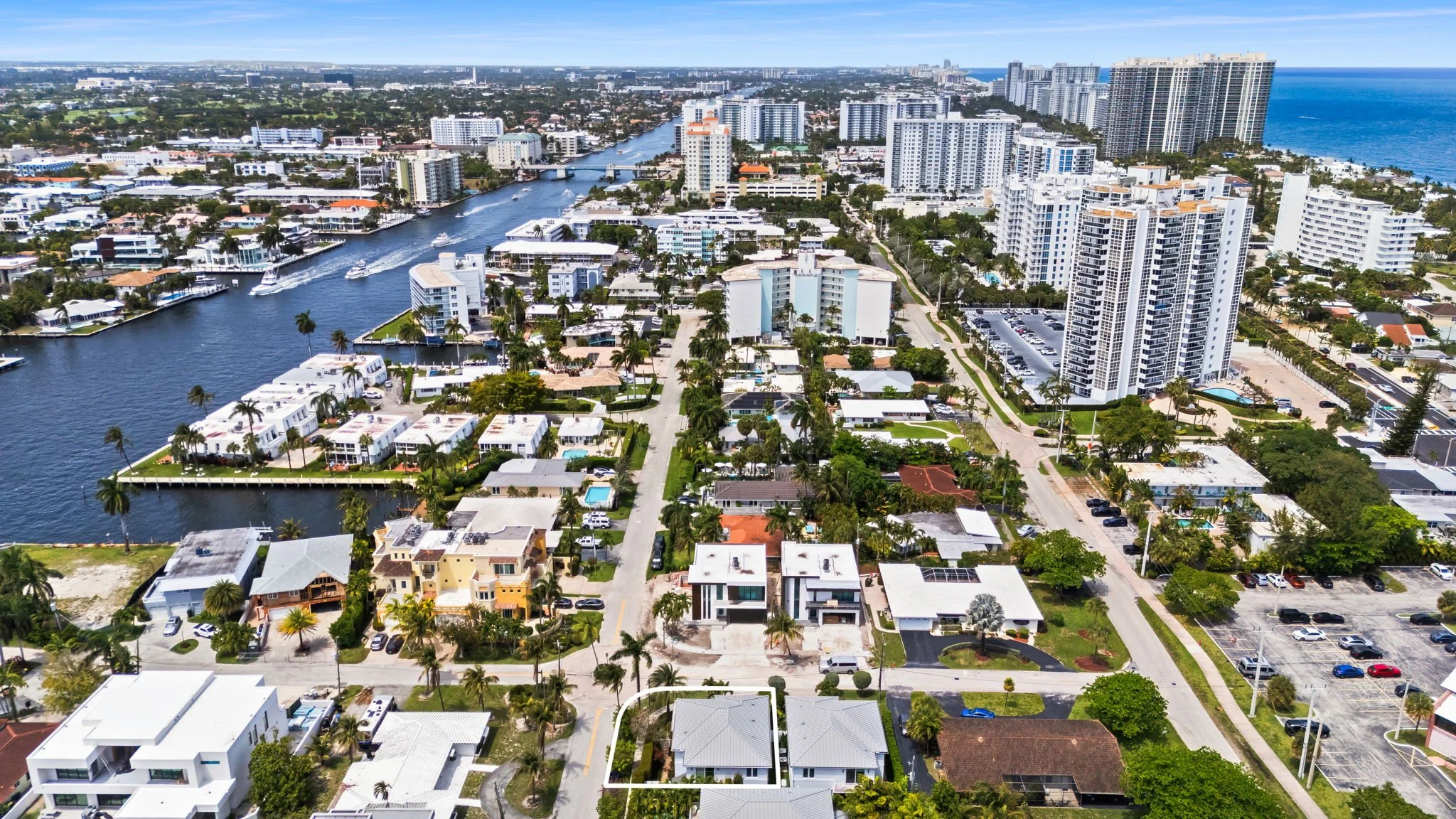 Aerial view of Fort Lauderdale coastline and Intracoastal — Sun Haven Collection vacation rental area.
