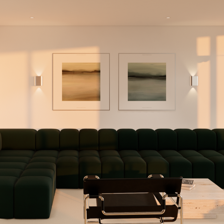 Le projet met l’accent sur une atmosphère ouverte et conviviale, avec un salon lumineux et spacieux pouvant accueillir confortablement une dizaine de personnes.