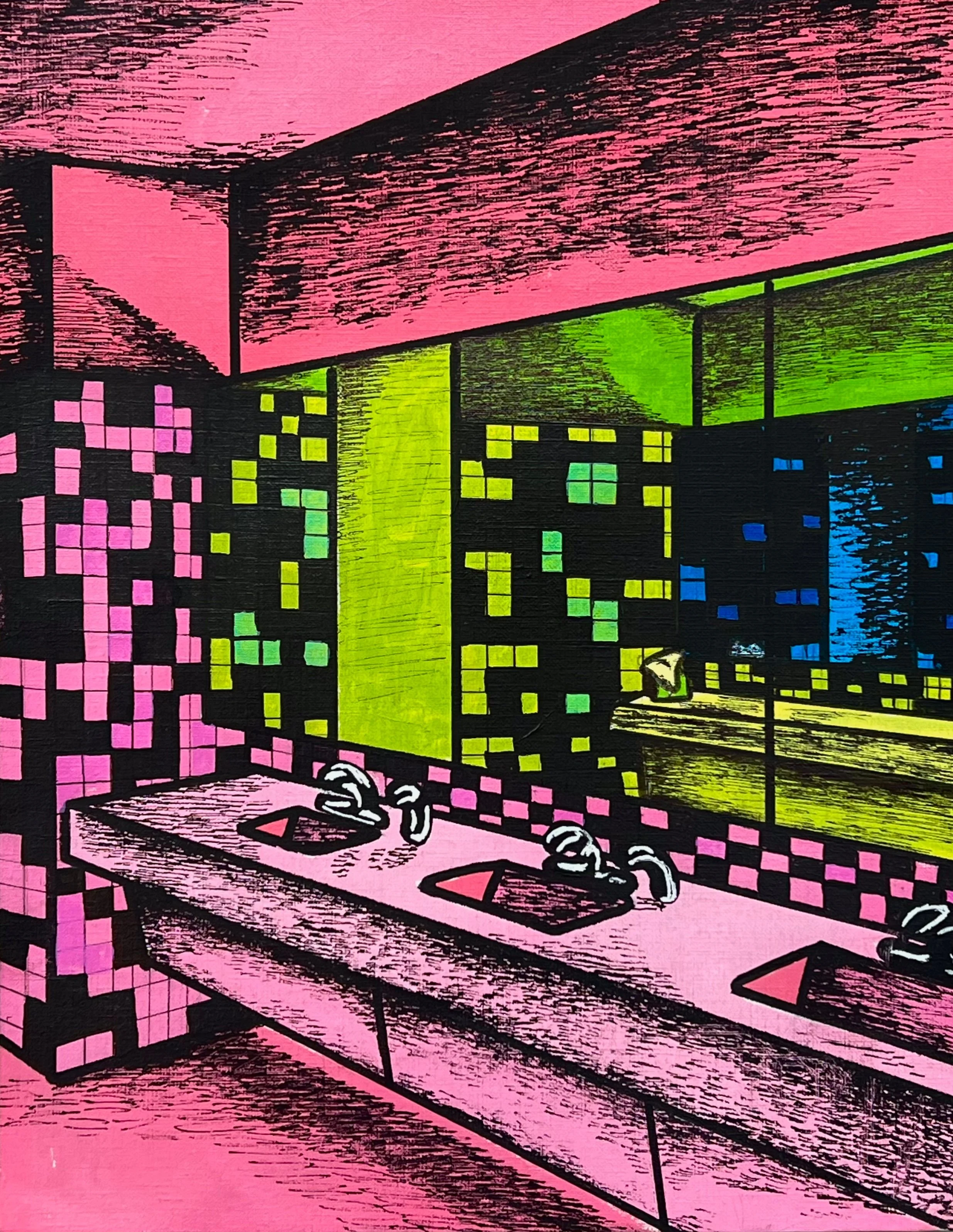 Meeting Ground: Bathroom Sink
11" x 14"  
Oil and Acrylic Marker on Paper