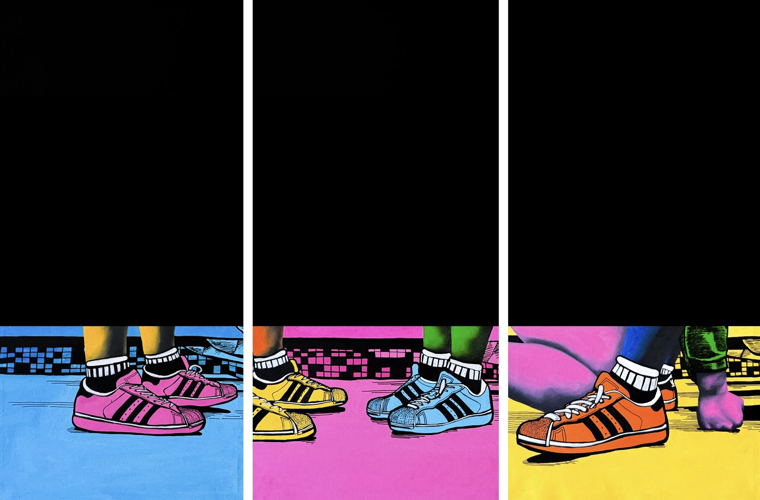 Cruising: The Stalls 2
24" x 48" (Each Panel)
Oil and Acrylic Marker on Canvas