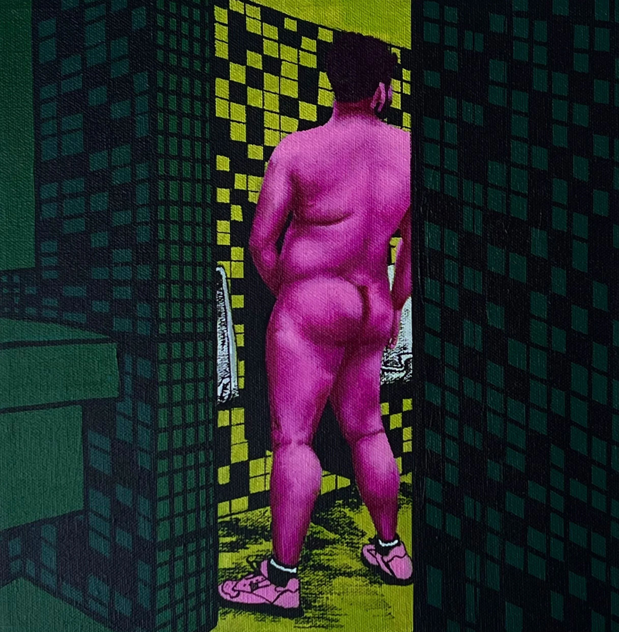 Cruising: Waiting
12" x 12" 
Oil and Acrylic Marker on Canvas