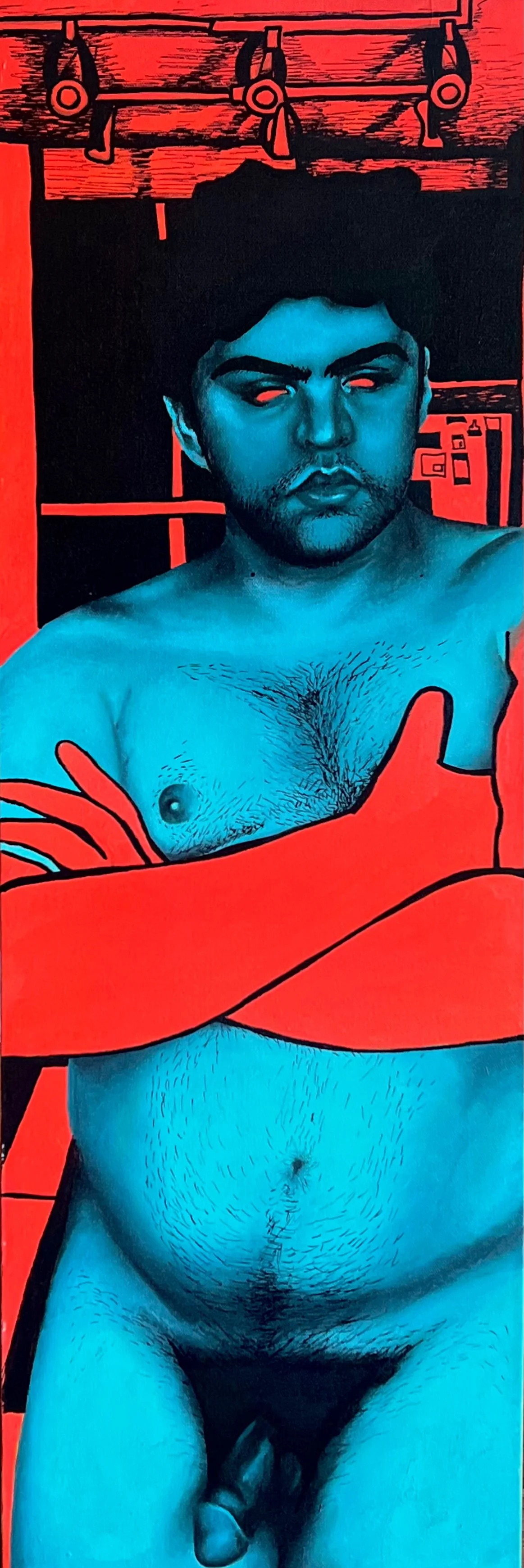 Frontal
12" x 36" 
Oil and Acrylic Marker on Canvas