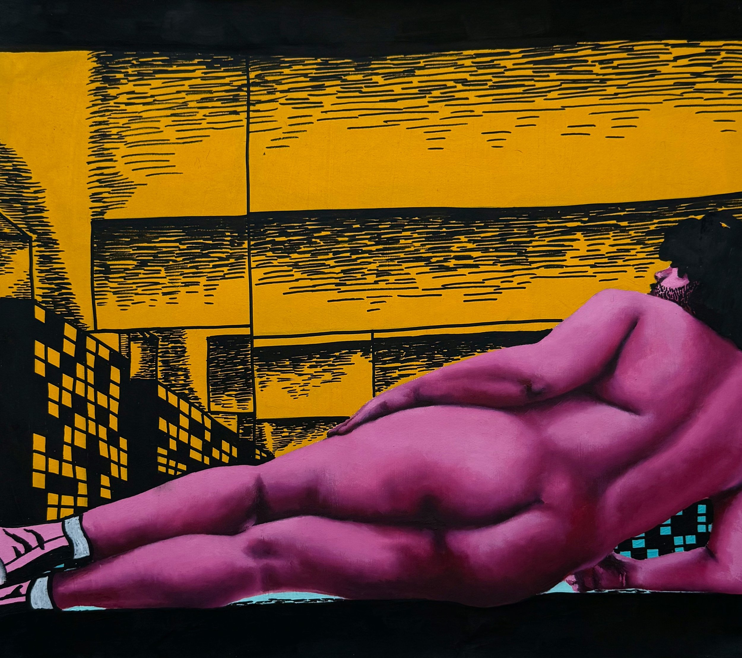 Public Bathroom Nude
17" x 20"
Oil and Acrylic Marker on Paper