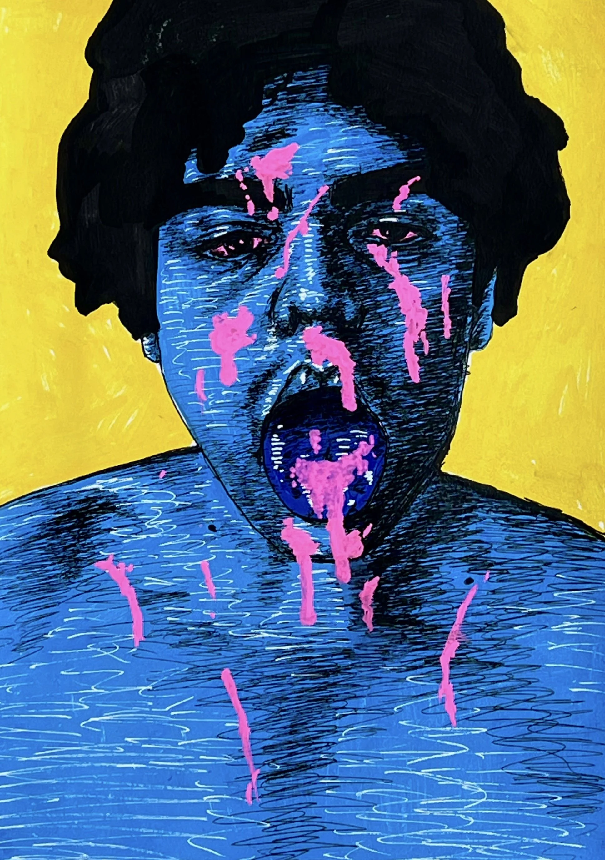 Facial
7" x 10"
Acrylic Marker and Pen on Paper