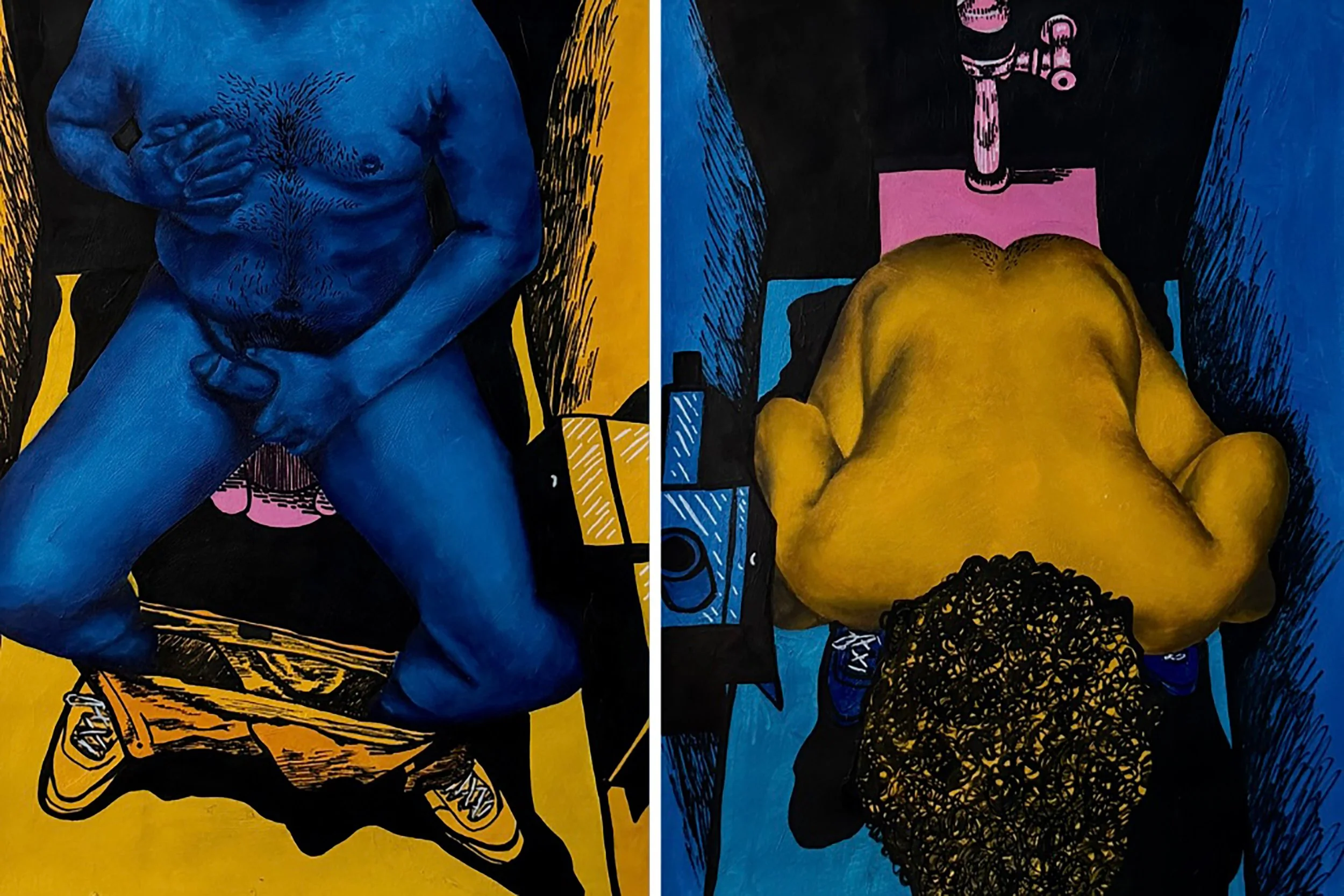 Cruising: The Stalls 
11" x 14" (Each Panel)
Oil and Acrylic Marker on Paper
