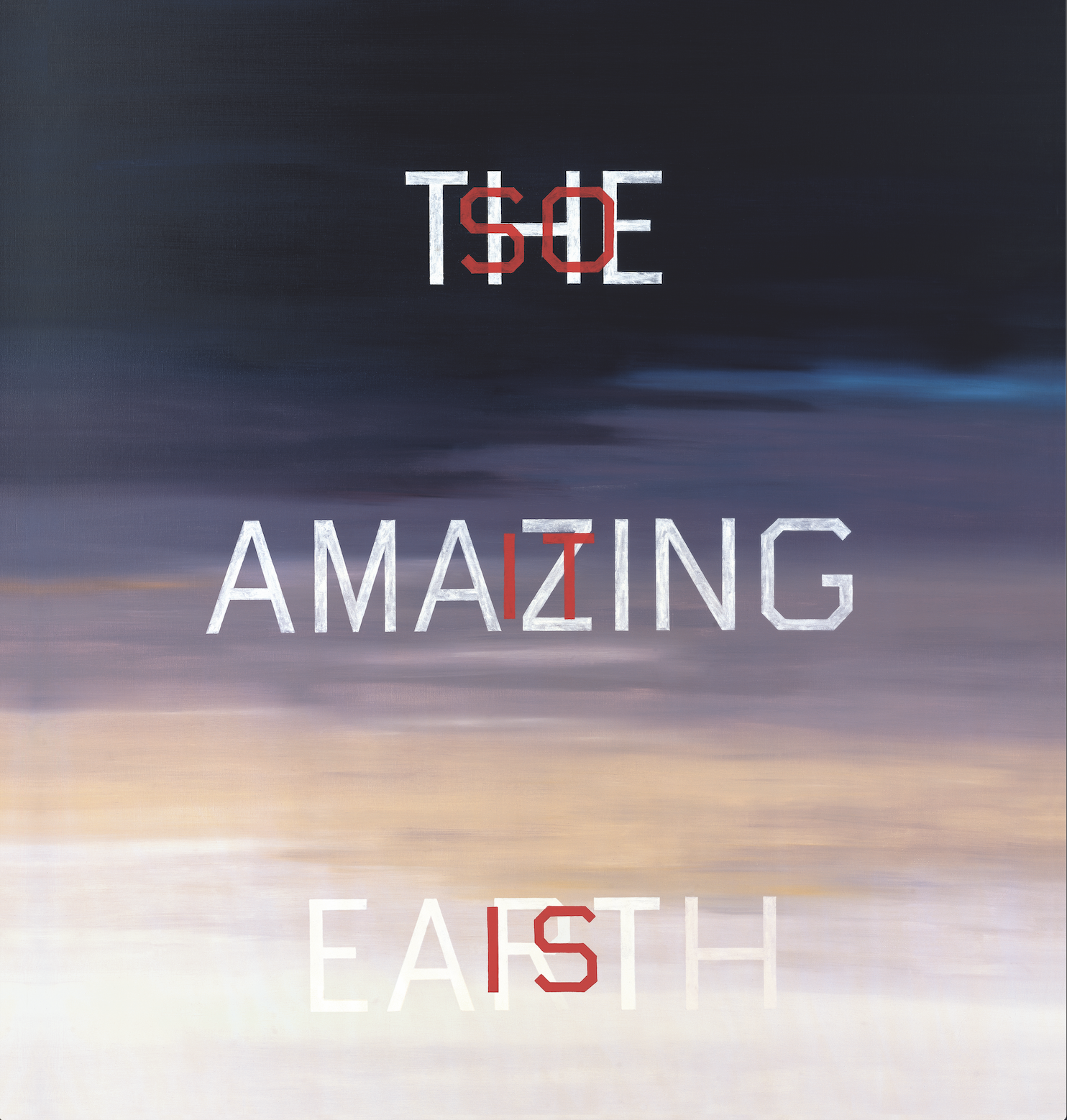 Text overlay on sunset sky background with the words 'TASE', 'AMAZING', and 'EAST', with some letters highlighted in red.