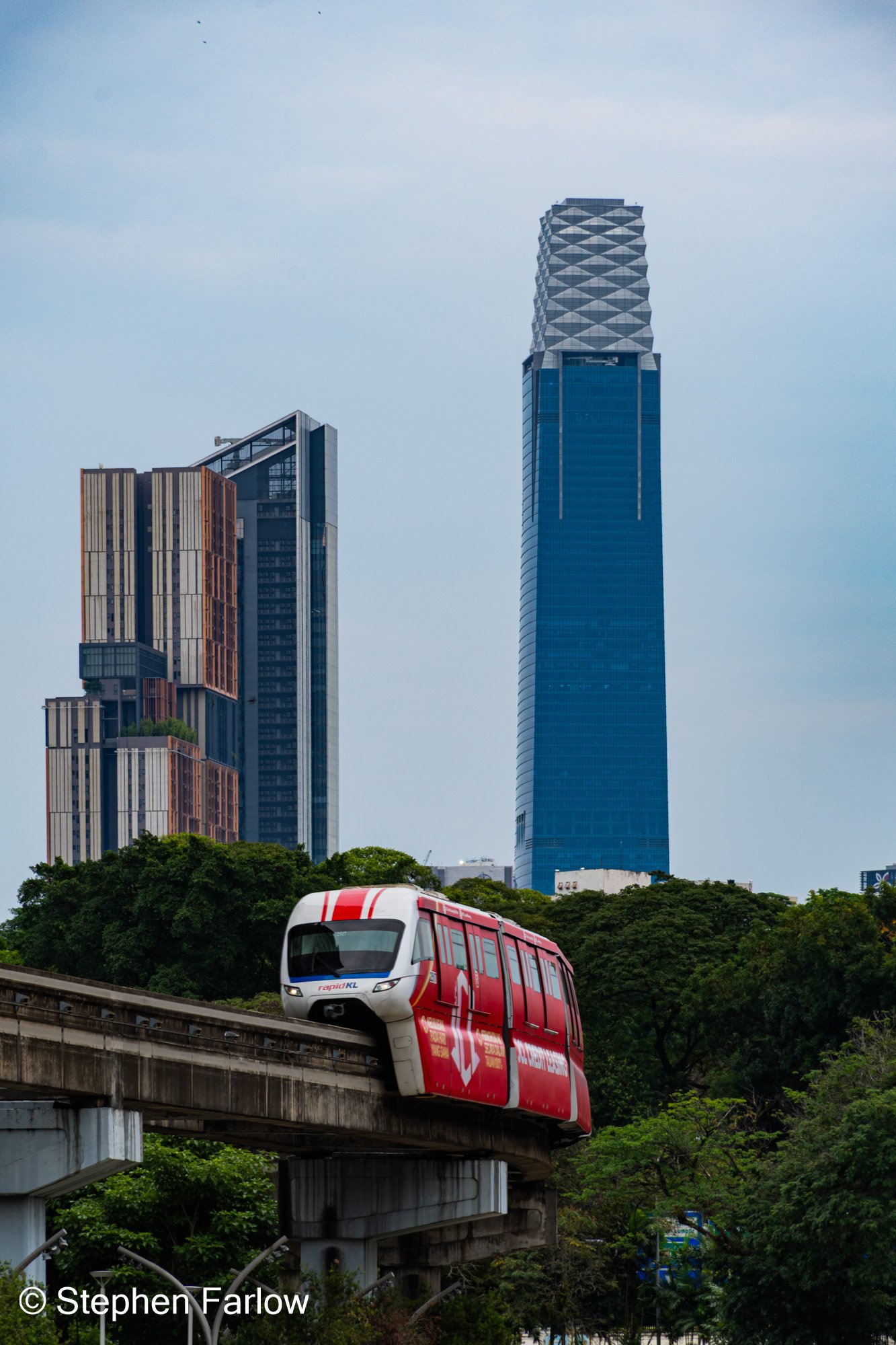 Exchange 106 at TRX with monorail train