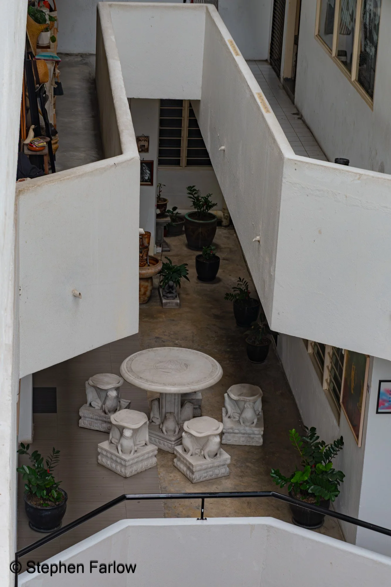 Cosy courtyard inside an apartment block