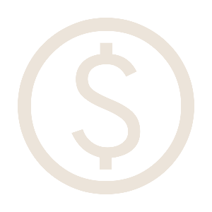 Black and white icon of a dollar sign inside a circle.