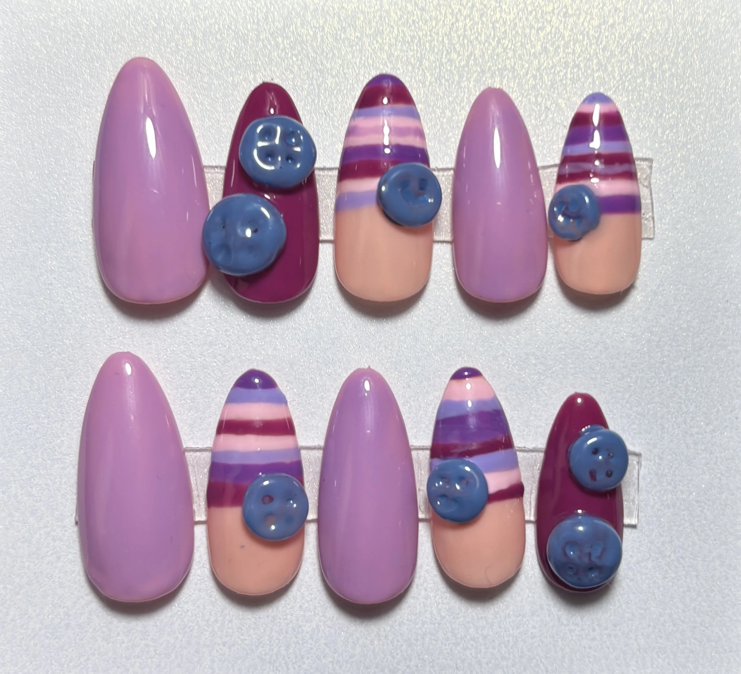 Buttons and Stripes - pink and purple