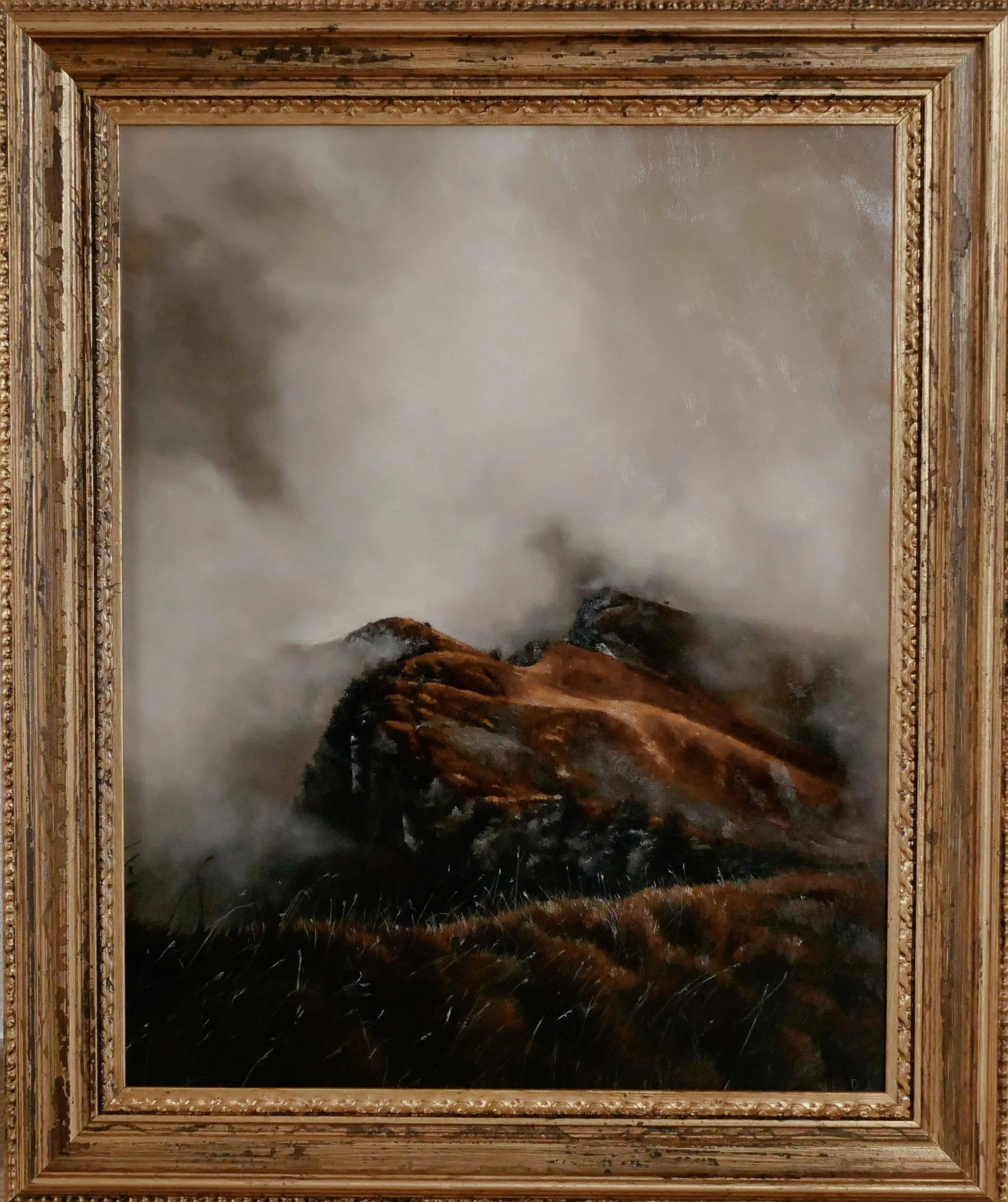 "Dal punto di vista delle nuvole"

45 x 55 cm (frame included)
- oil on panel
- 2026
€ 370,00
