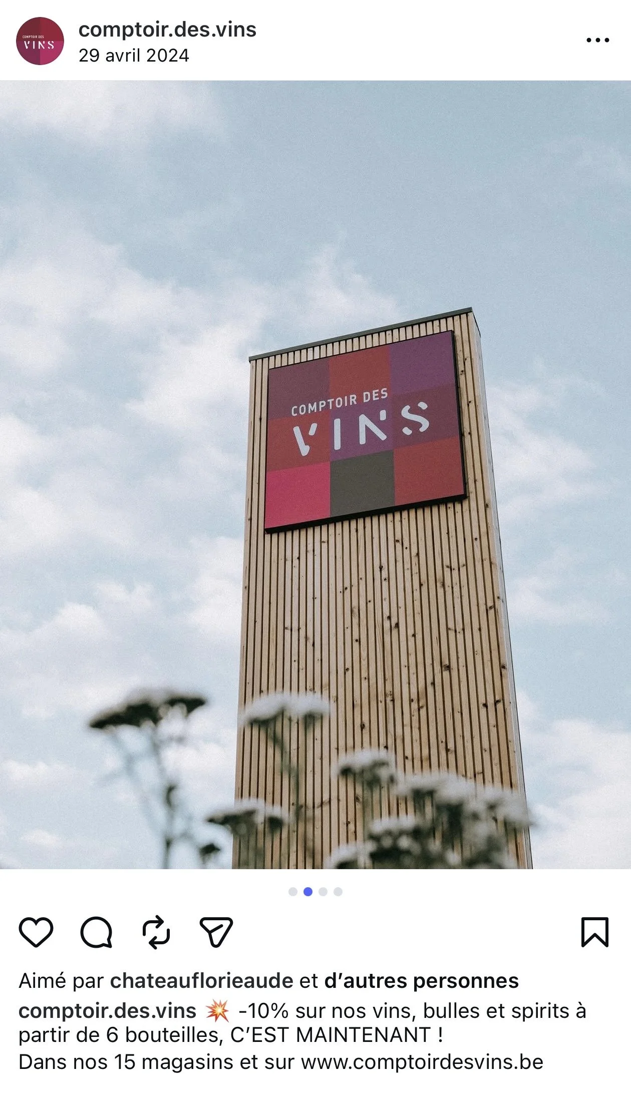 Instagram de Comptoir des Vins par NUMEROTROIS STUDIO