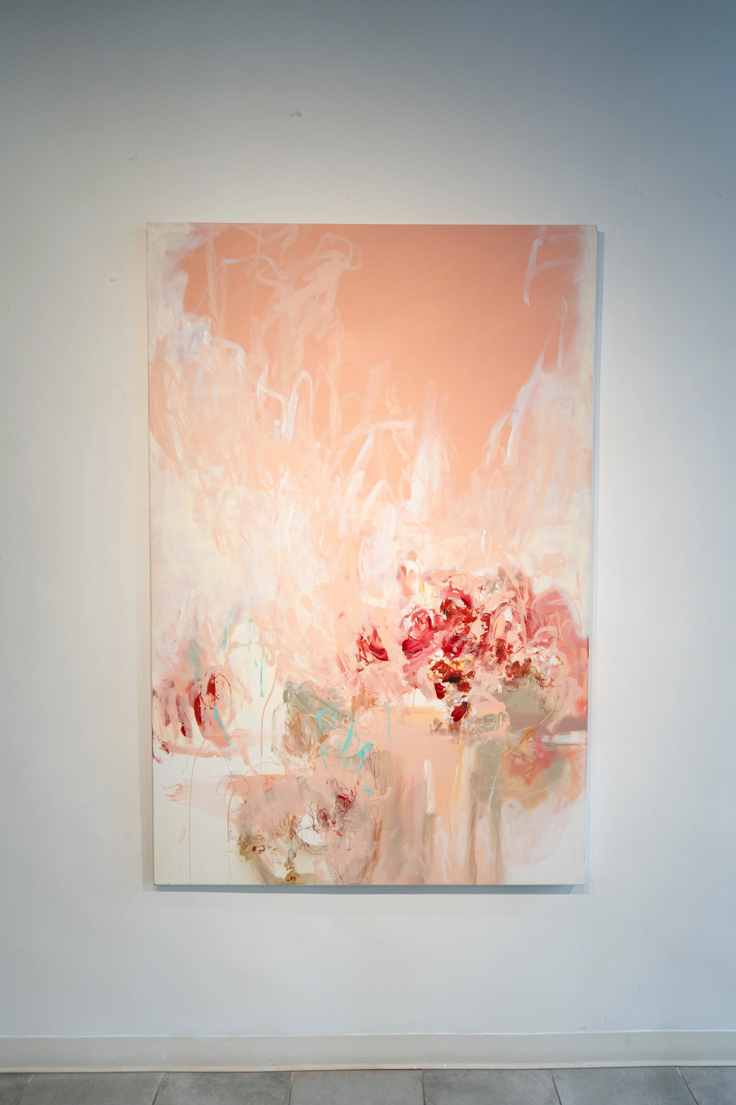 When Essence Unfolds, 2024. Gianna Tesone. Acrylic, spray Paint, oil pastel on canvas.