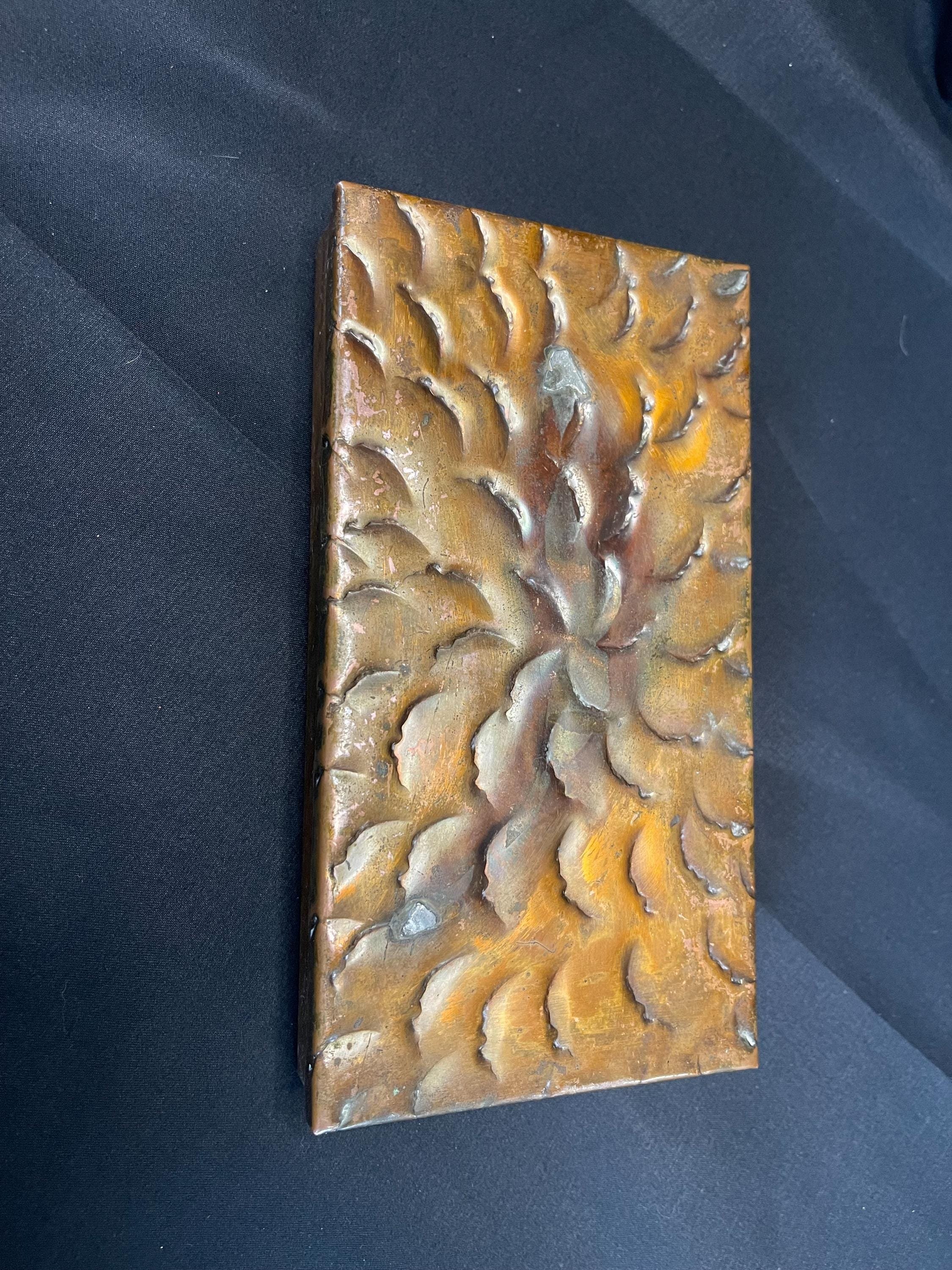 Antique Arts & Craft Hand Hammered Solid Copper Box with Lid