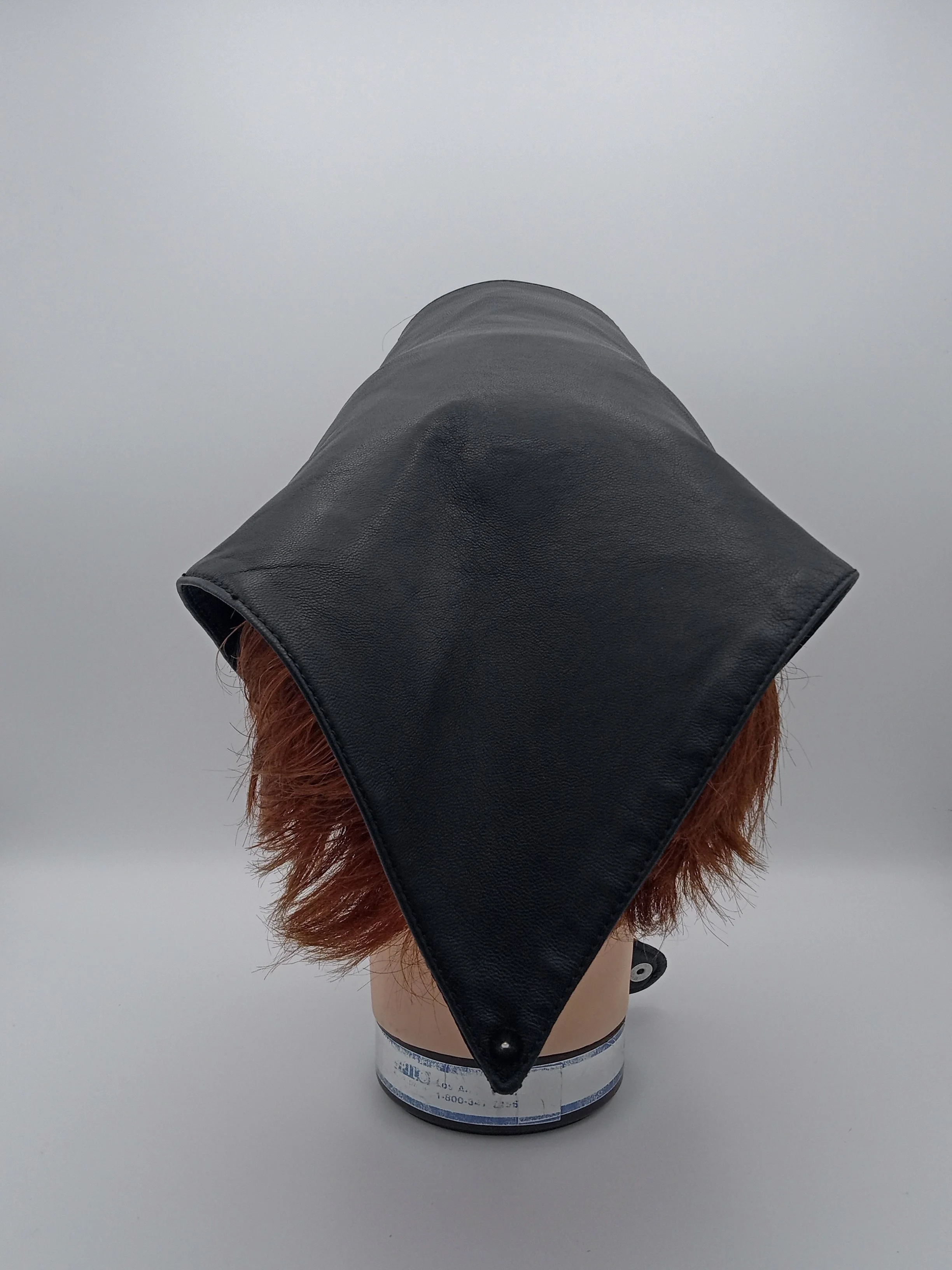 NYC HANDMADE LEATHER BANDANA SILK LINING ADJUSTABLE SILVER SNAPS AND HARDWARE