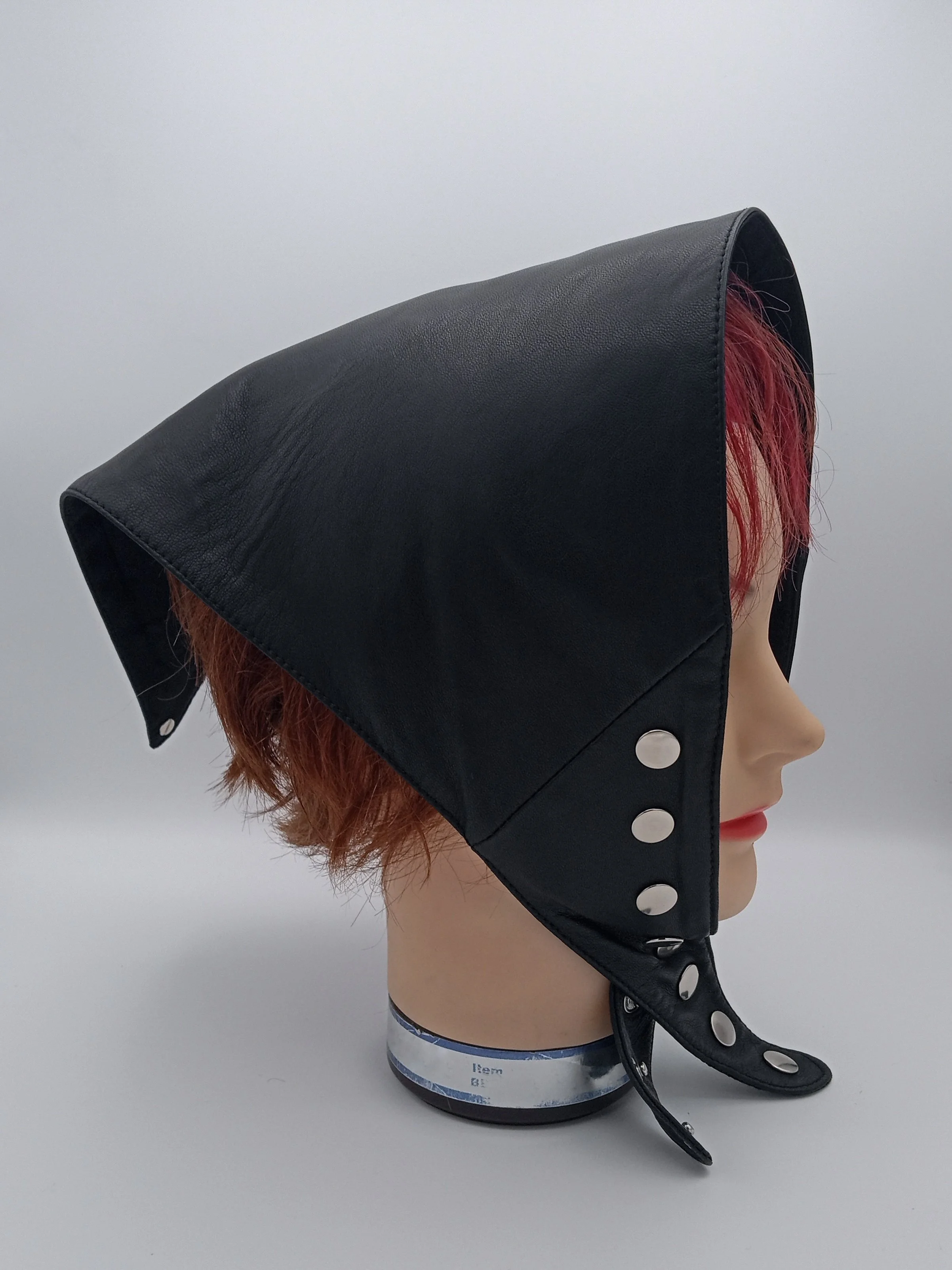 NYC HANDMADE LEATHER BANDANA SILK LINING ADJUSTABLE SILVER SNAPS AND HARDWARE